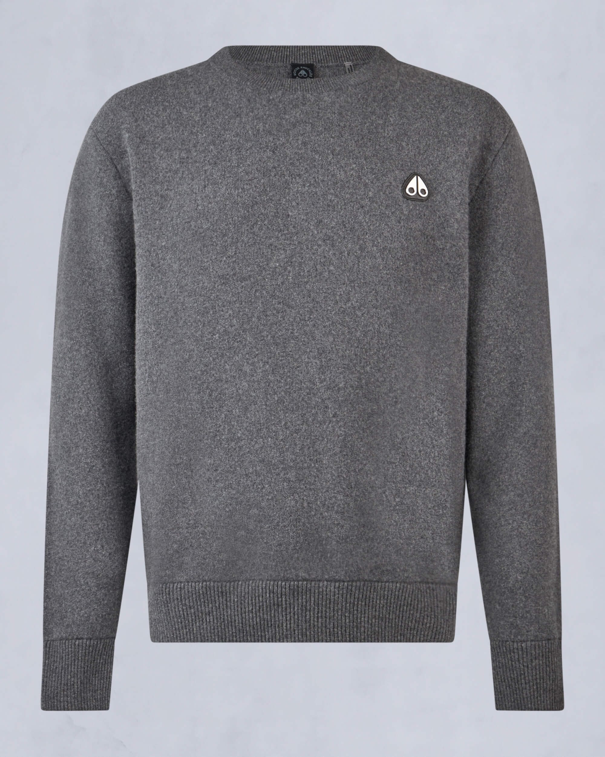 Moose Knuckles Mens Jog Falls Cashmere-Merino Sweater  Cement M34MK672 - GM