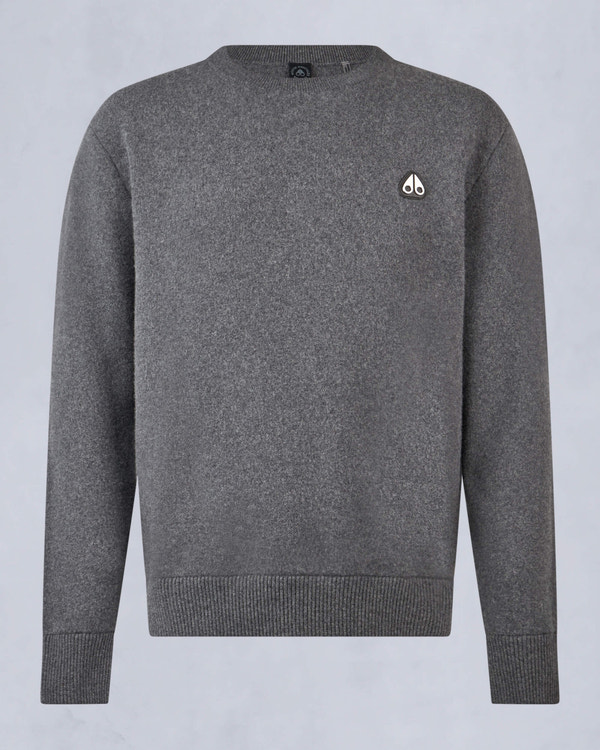 Moose Knuckles Mens Jog Falls Cashmere-Merino Sweater  Cement M34MK672 - GM