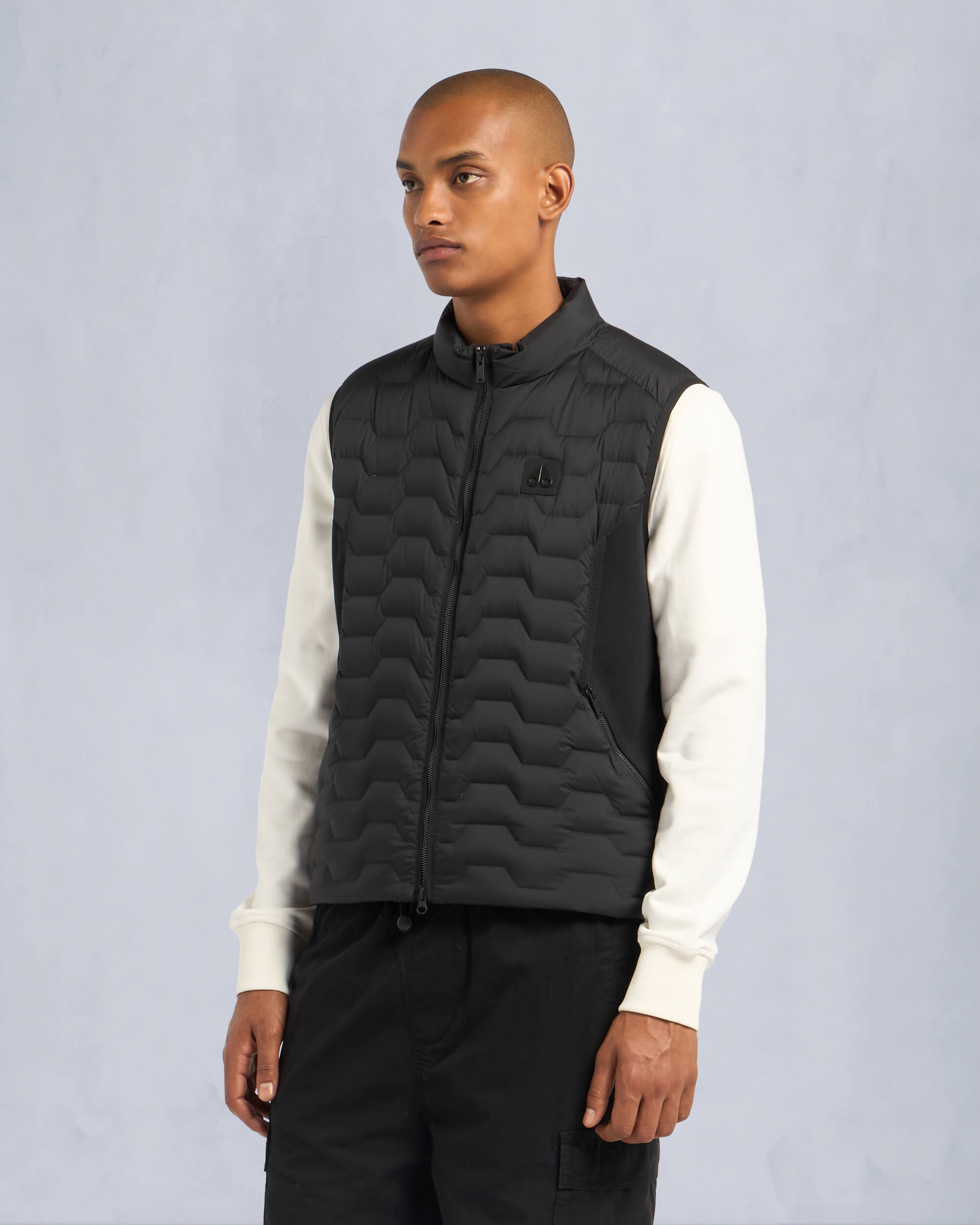 Moose Knuckles Mens Granite Down Hybrid Vest Black M34MV452 Front