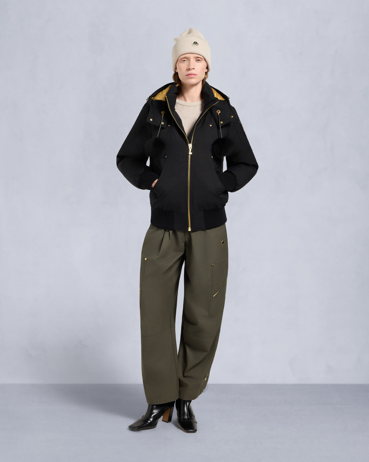 Moose Knuckles - M35LB002GS - Gold Series Original Sainte Flavie SHEARLING TRIM Bomber Jacket - WOMENS -  - Detail3