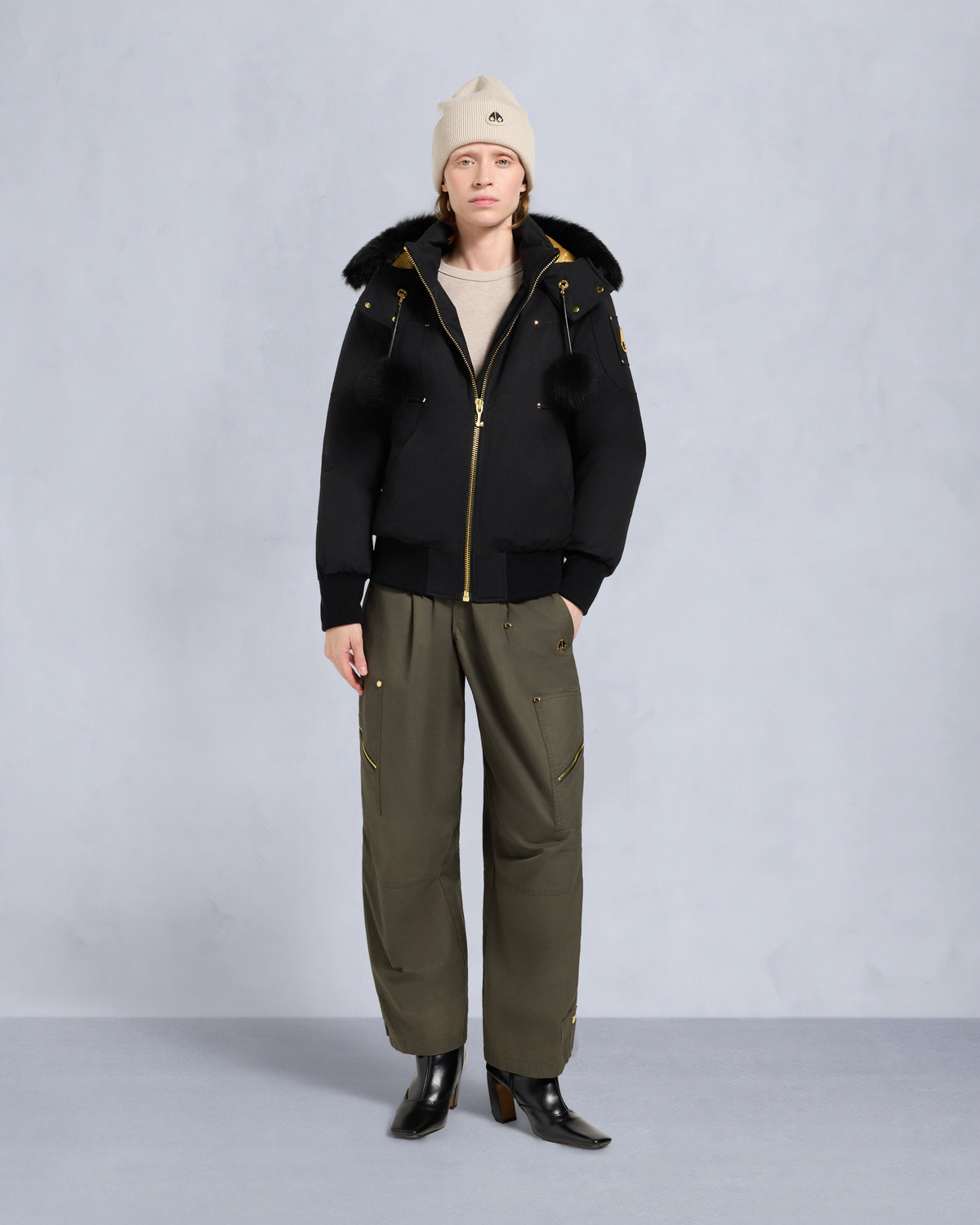 Moose Knuckles - M35LB002GS - Gold Series Original Sainte Flavie SHEARLING TRIM Bomber Jacket - WOMENS -  - Front Category