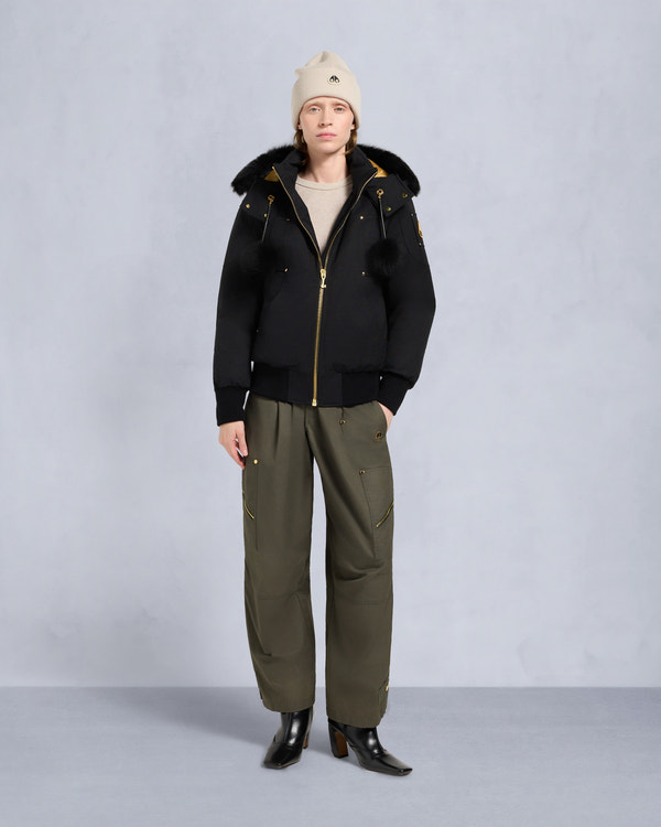 Moose Knuckles - M35LB002GS - Gold Series Original Sainte Flavie SHEARLING TRIM Bomber Jacket - WOMENS -  - Front Category