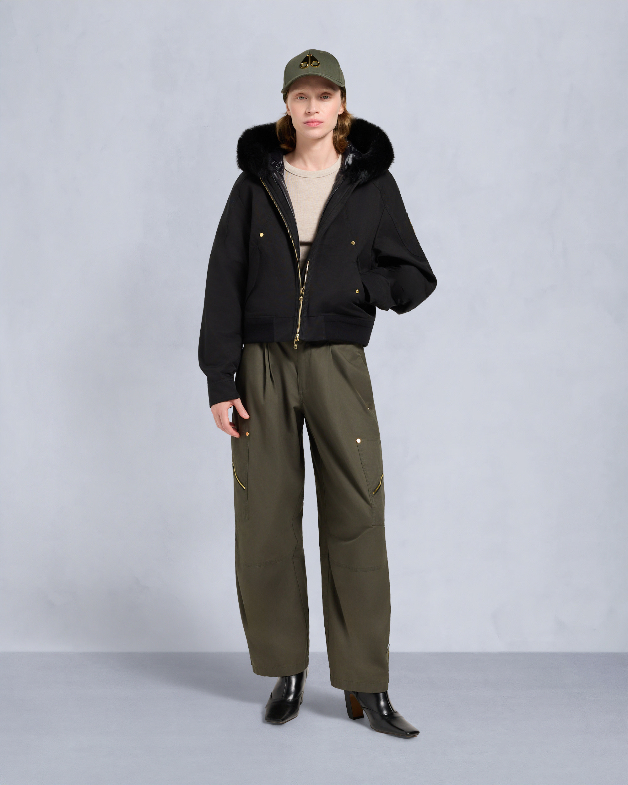 Moose Knuckles - M35LB022GS - Gold Series Logan Shearling Trim Bomber Jacket - WOMENS -  - Front Category