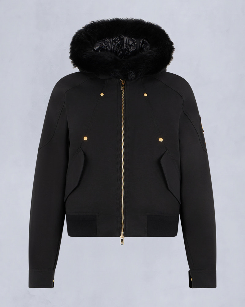 Moose Knuckles - M35LB022GS - Gold Series Logan Shearling Trim Bomber Jacket - WOMENS -  - GM