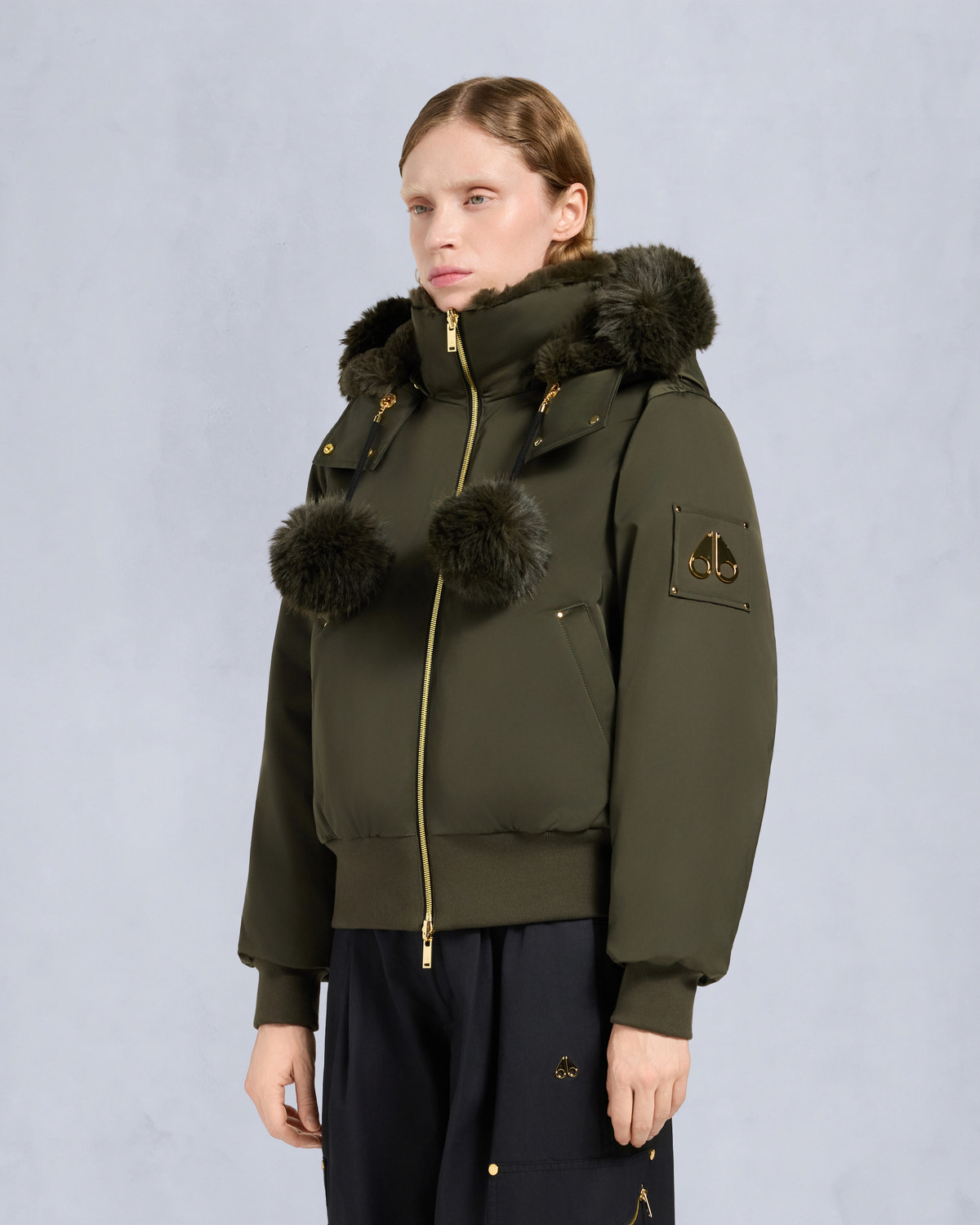 Moose Knuckles - M35LB025G - Gold Series Original Satin Debbie Bomber Jacket - WOMENS -  - Front