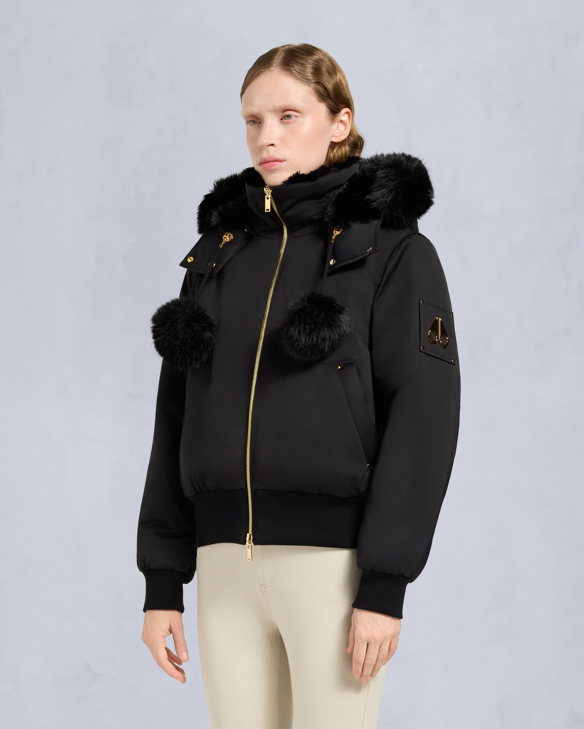 Moose Knuckles - M35LB025G - Gold Series Original Satin Debbie Bomber Jacket - WOMENS -  - Front