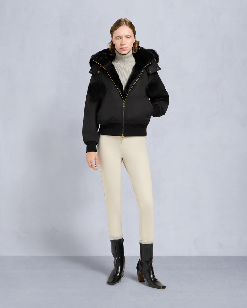 Moose Knuckles Womens Gold Series Original Satin Debbie Bomber Jacket  M35LB025G Front Category