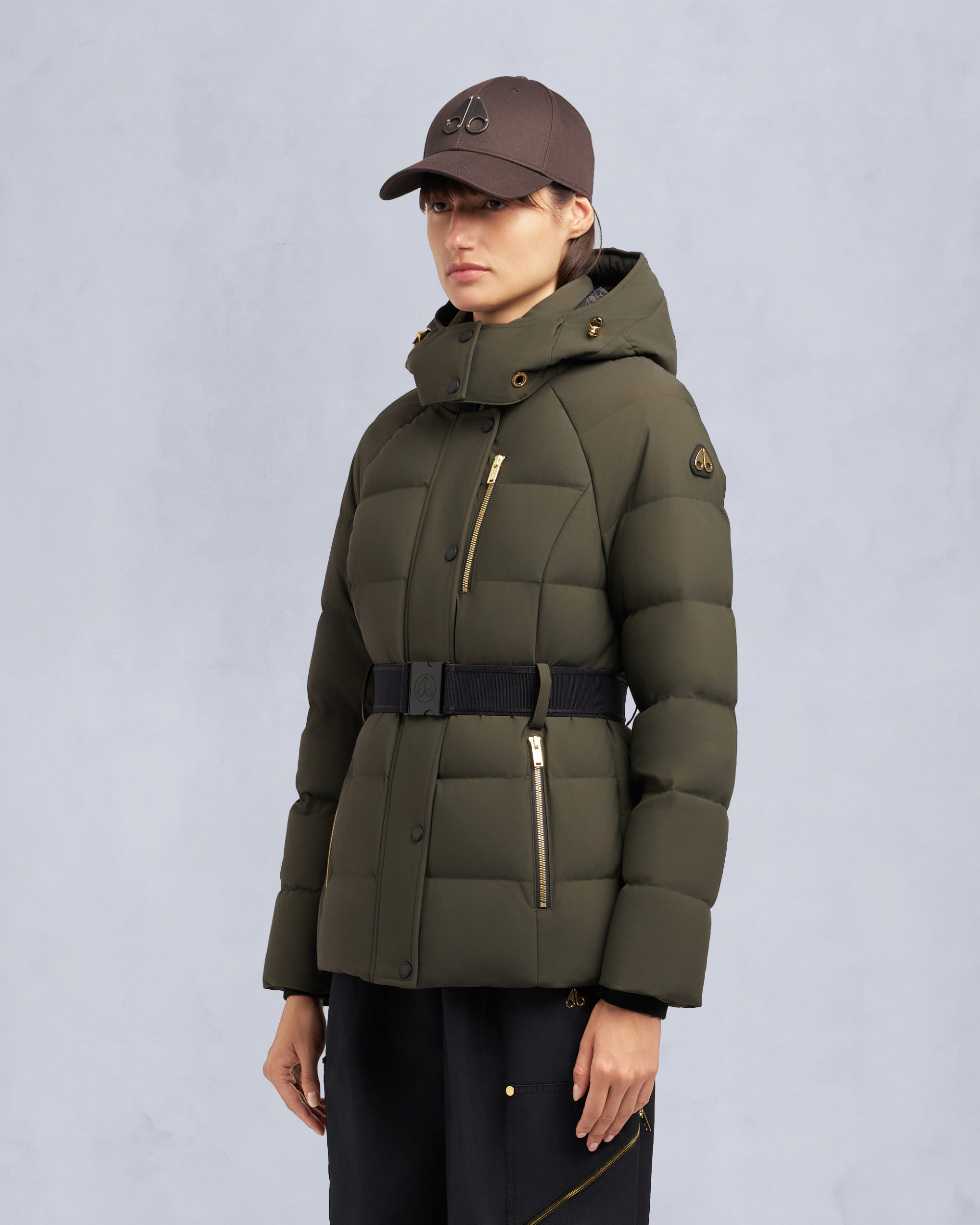 Moose Knuckles - M35LJ132GS - Gold Series Nyluxe Cambria Shearling Trim Jacket - WOMENS -  - Front