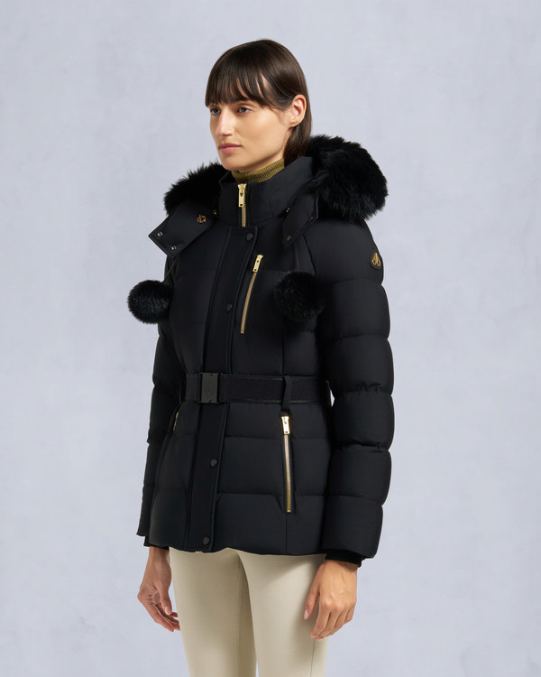 Moose Knuckles - M35LJ132GS - Gold Series Nyluxe Cambria Shearling Trim Jacket - WOMENS -  - Front