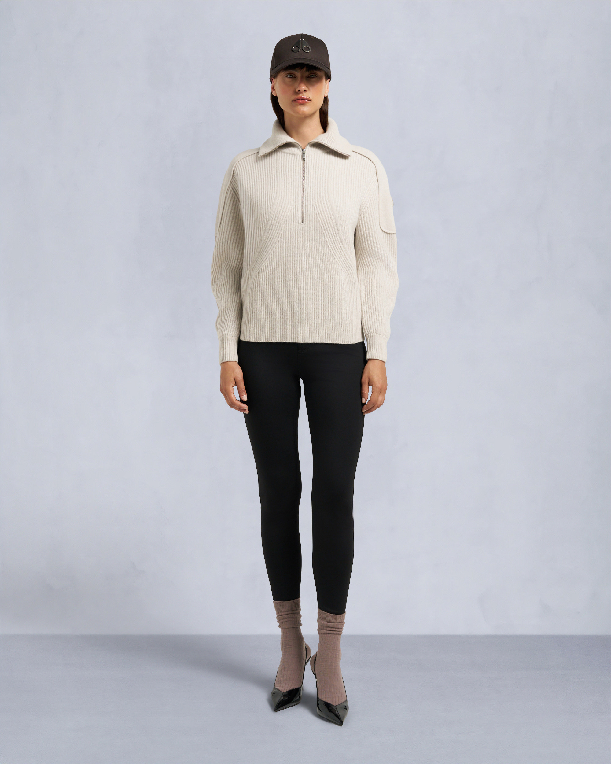 Moose Knuckles Womens Corina Quarter-Zip Sweater  M35LK651 Front Category