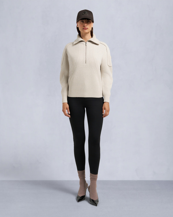 Moose Knuckles Womens Corina Quarter-Zip Sweater  M35LK651 Front Category