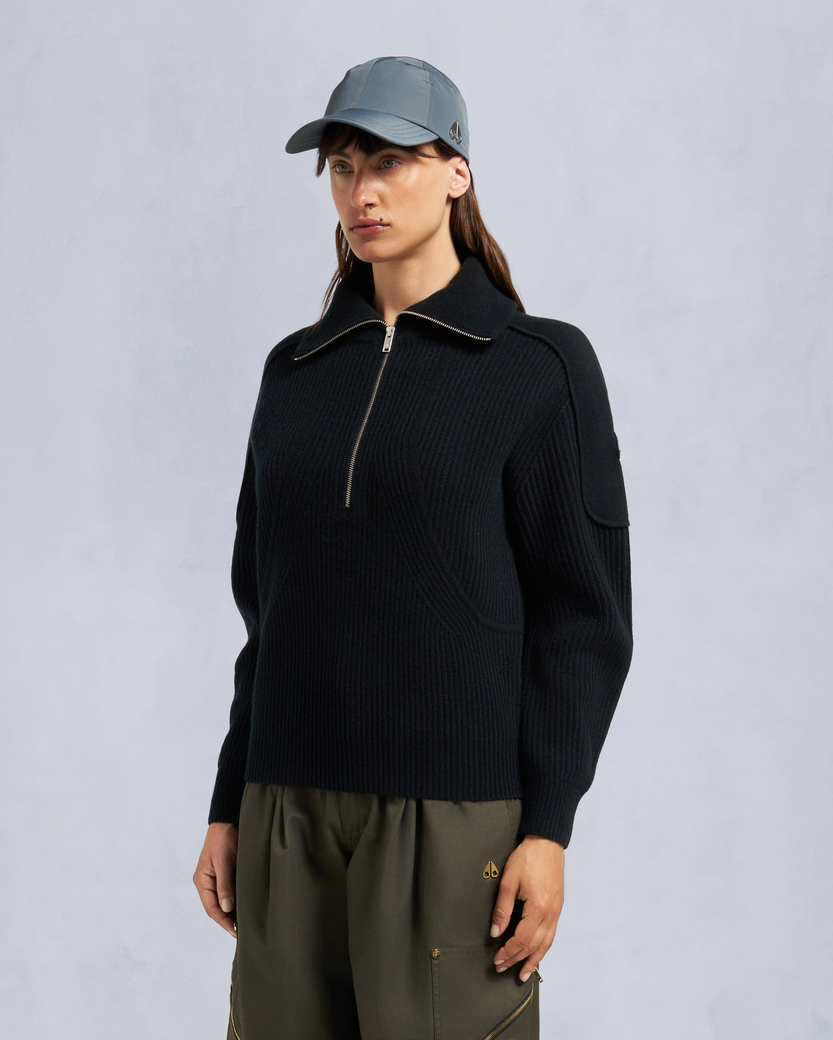 Moose Knuckles - M35LK651 - Corina Quarter-Zip Sweater - WOMENS -  - Front