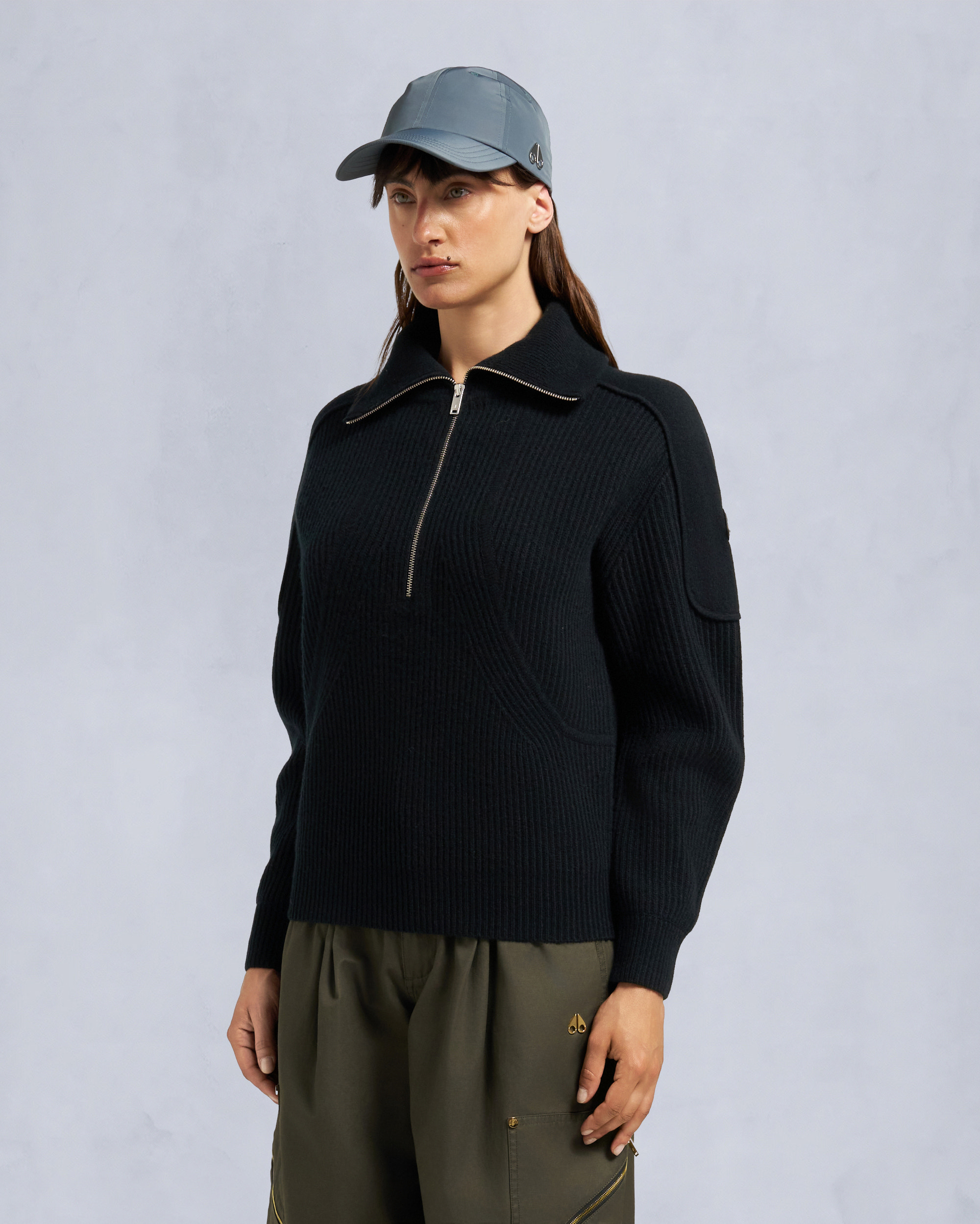 Moose Knuckles - M35LK651 - Corina Quarter-Zip Sweater - WOMENS -  - Front