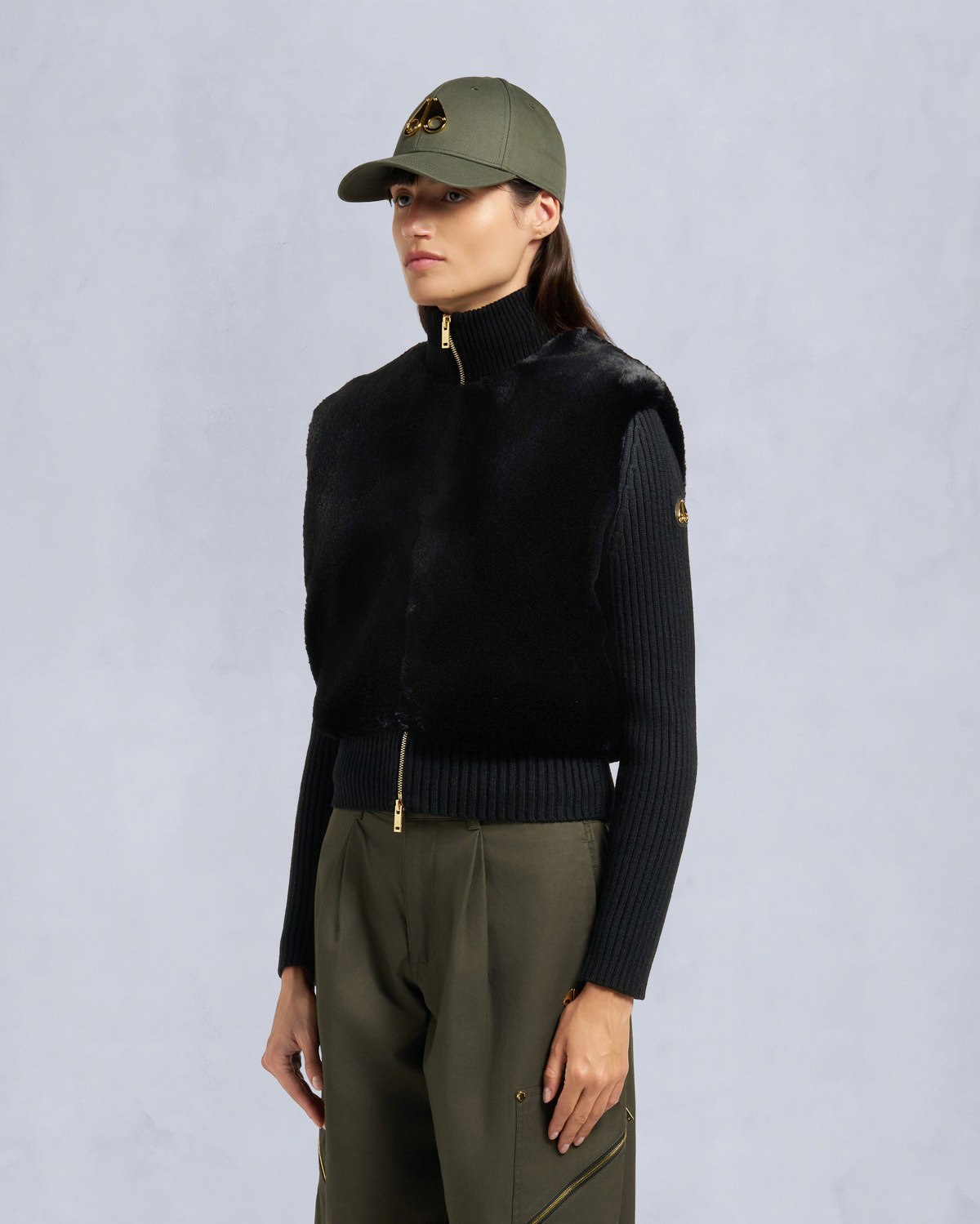Moose Knuckles - M35LK690G - Dua Bunny Wool Blend Sweater Gold Series - WOMENS -  - Front