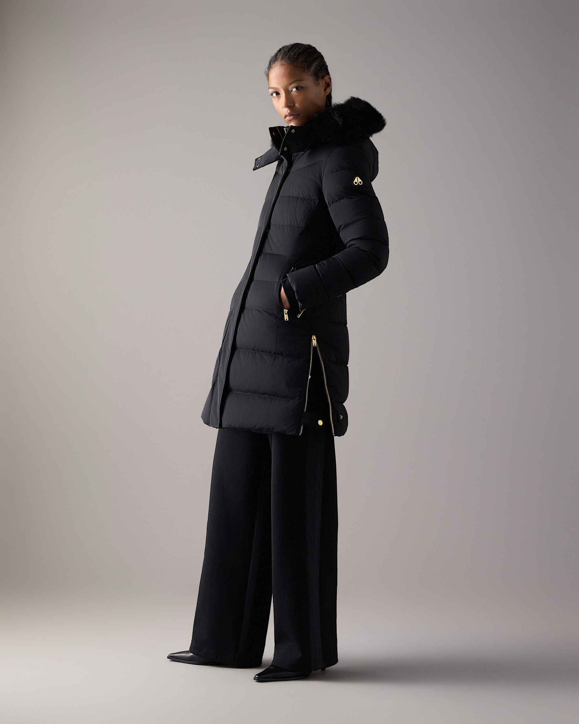 Moose Knuckles - M35LP228GS - GOLD SERIES NYLUXE WATERSHED SHEARLING TRIM PARKA - WOMENS -  - Front
