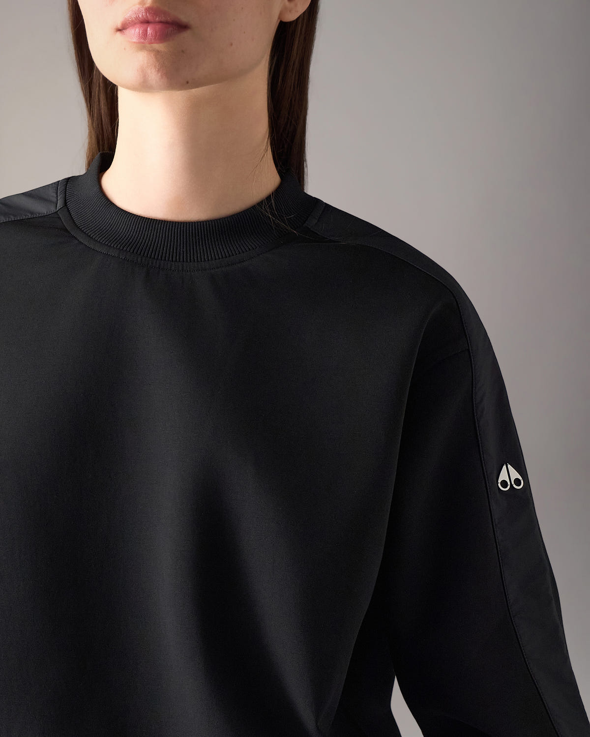 Moose Knuckles - M35LS631 - Mixed Media Crewneck Sweatshirt - WOMENS -  - Detail1