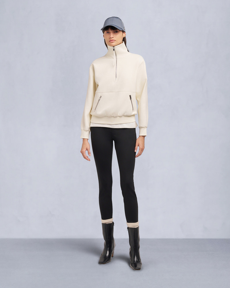 Moose Knuckles - M35LS632 - Mix Media Quarter Zip Sweater - WOMENS -  - Front Category