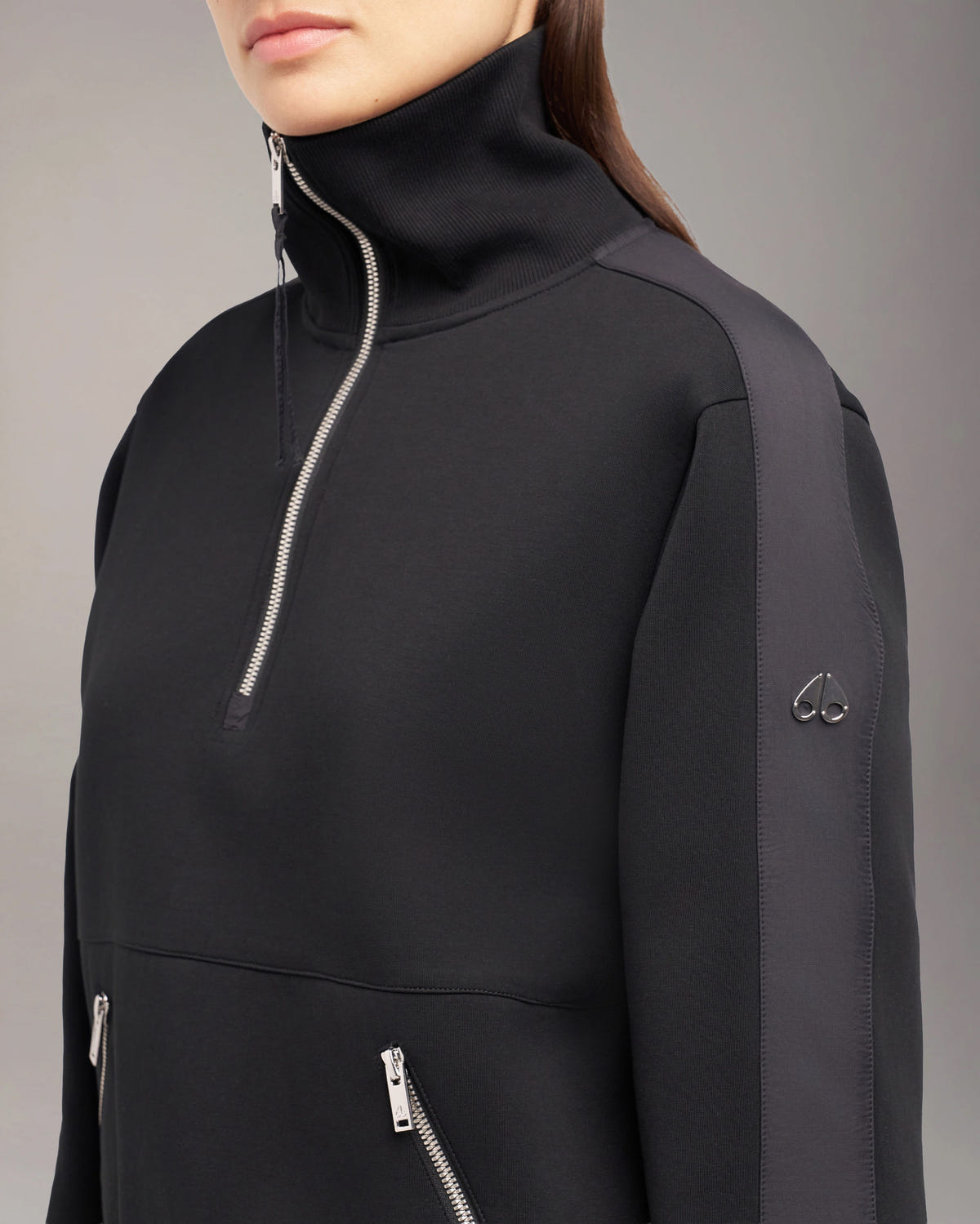 Moose Knuckles - M35LS632 - Mix Media Quarter Zip Sweater - WOMENS -  - Detail6
