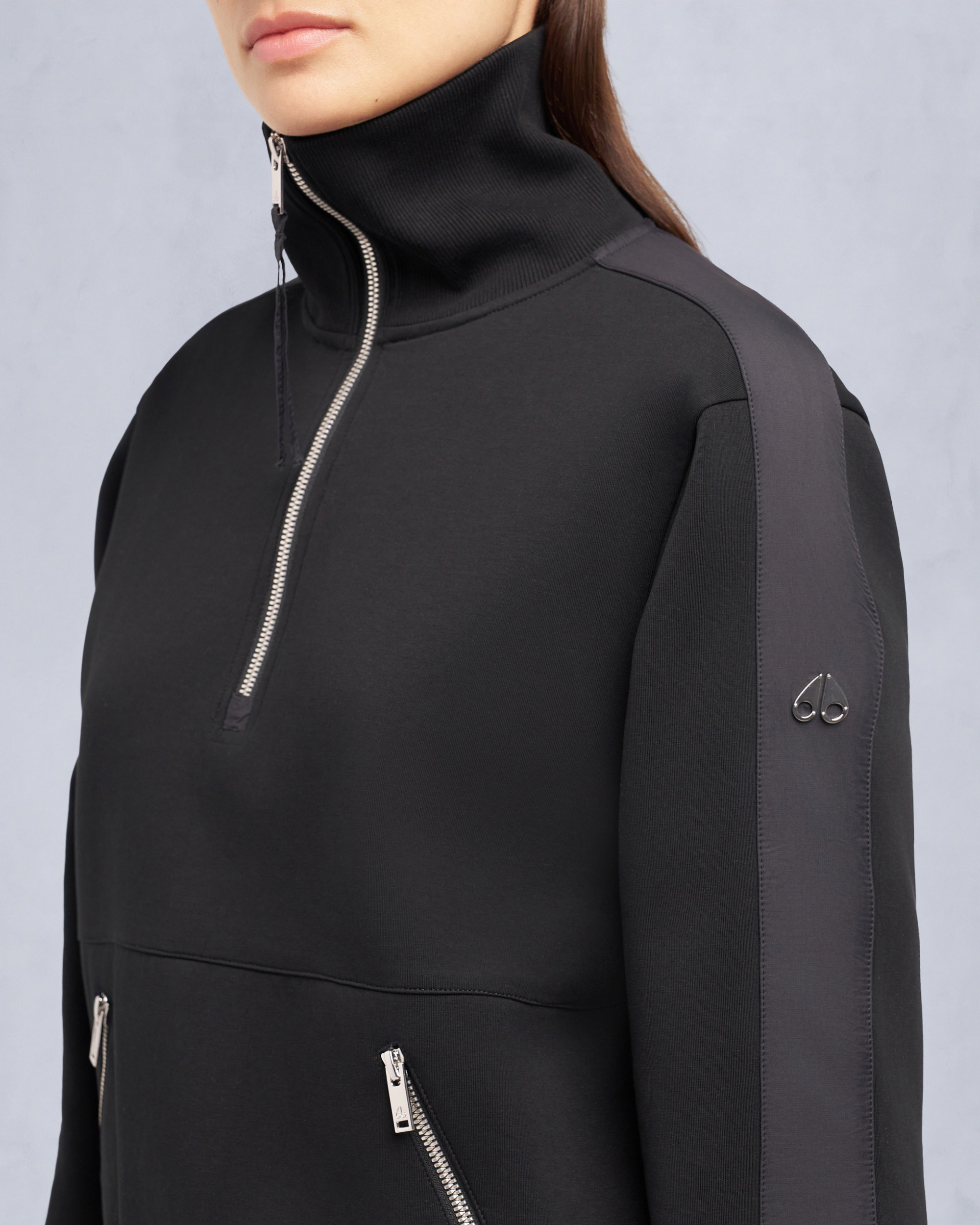 Moose Knuckles - M35LS632 - Mix Media Quarter Zip Sweater - WOMENS -  - Detail6