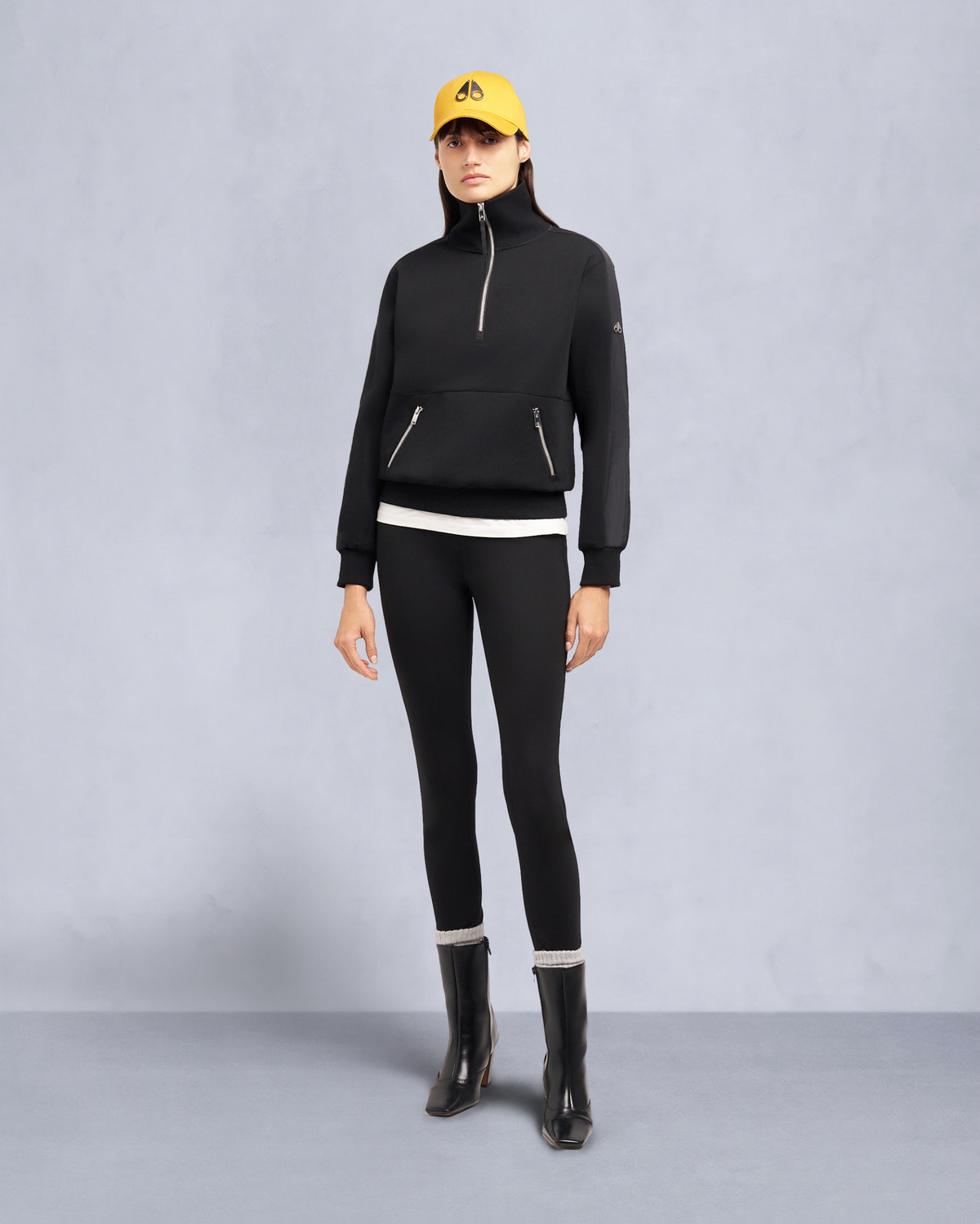 Moose Knuckles - M35LS632 - Mix Media Quarter Zip Sweater - WOMENS -  - Front Category