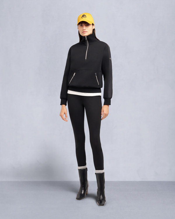 Moose Knuckles - M35LS632 - Mix Media Quarter Zip Sweater - WOMENS -  - Front Category