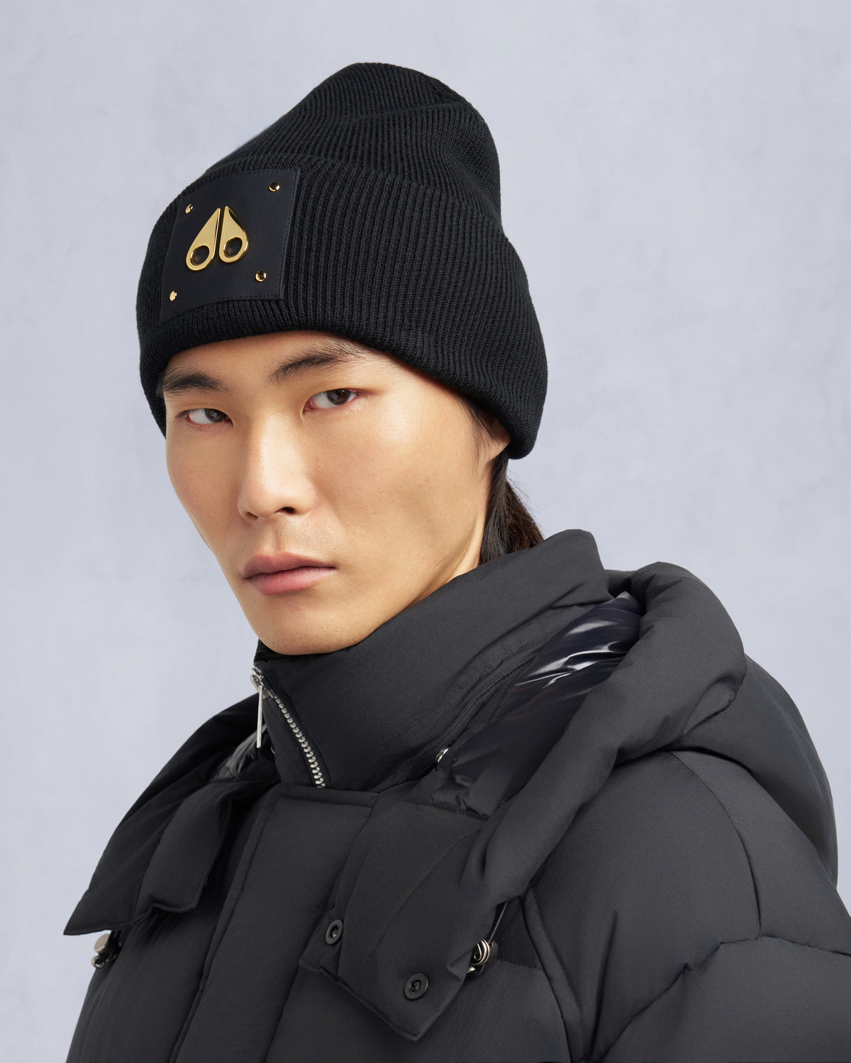 Moose Knuckles Accessories Gold Series Logo Icon Beanie  M35MA574G Front Category