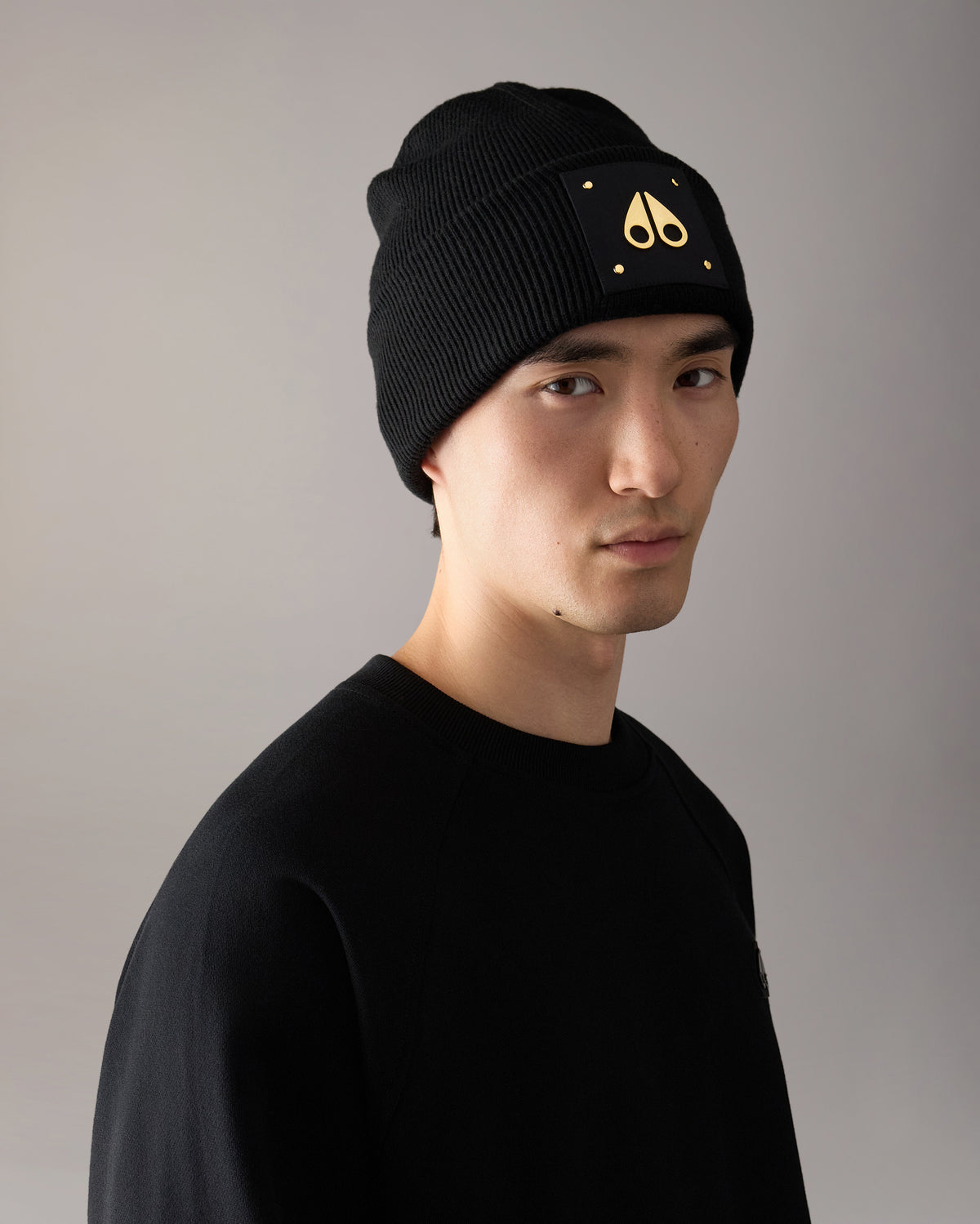 Moose Knuckles - M35MA574G - Gold Series Logo Icon Wool Beanie - ACCESSORIES -  - Front Category