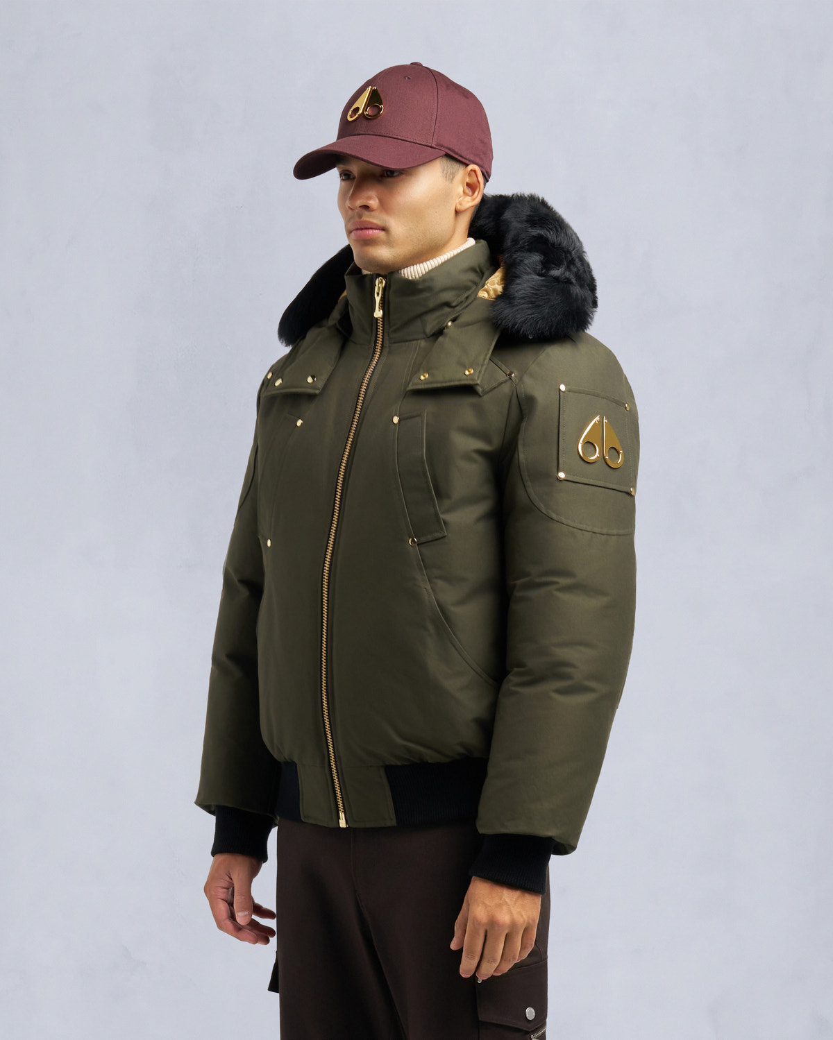 Moose Knuckles - M35MB000GS - Gold Series Original Shearling Trim Ballistic Bomber - MENS -  - Front