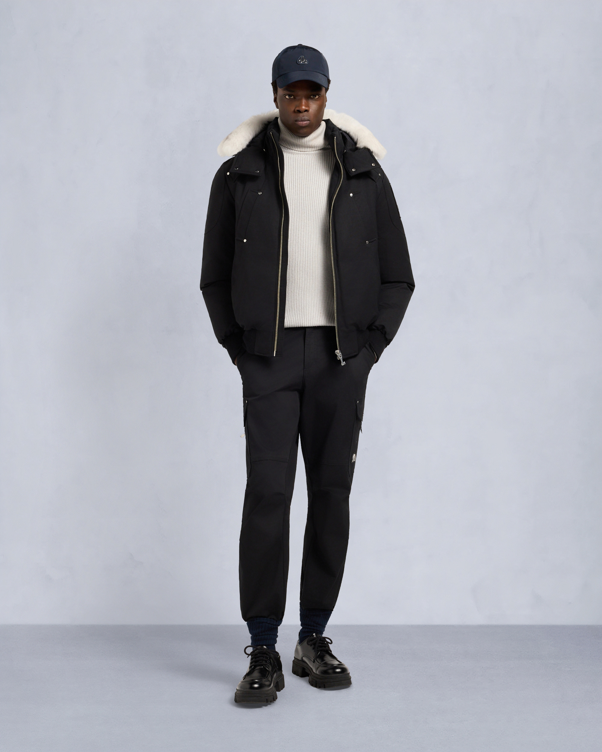 Moose Knuckles - M35MB000S - ORIGINAL BALLISTIC SHEARLING TRIM BOMBER JACKET - MENS -  - Front Category