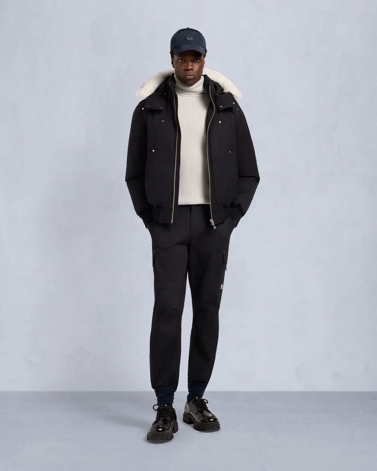 Moose Knuckles - M35MB000S - ORIGINAL BALLISTIC SHEARLING TRIM BOMBER JACKET - MENS -  - Front Category