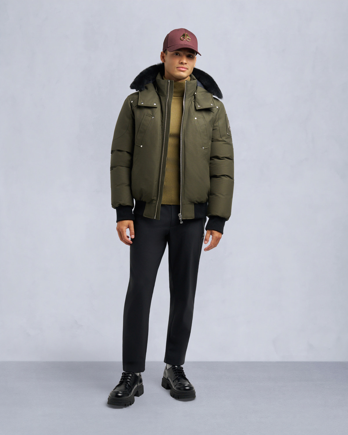 Moose Knuckles - M35MB000S - ORIGINAL BALLISTIC SHEARLING TRIM BOMBER JACKET - MENS -  - Front Category