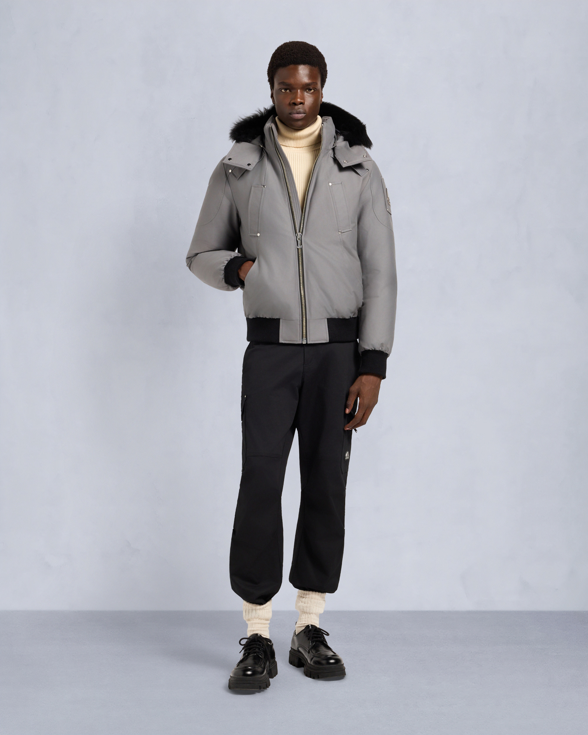 Moose Knuckles - M35MB000S - ORIGINAL BALLISTIC SHEARLING TRIM BOMBER JACKET - MENS -  - Front Category