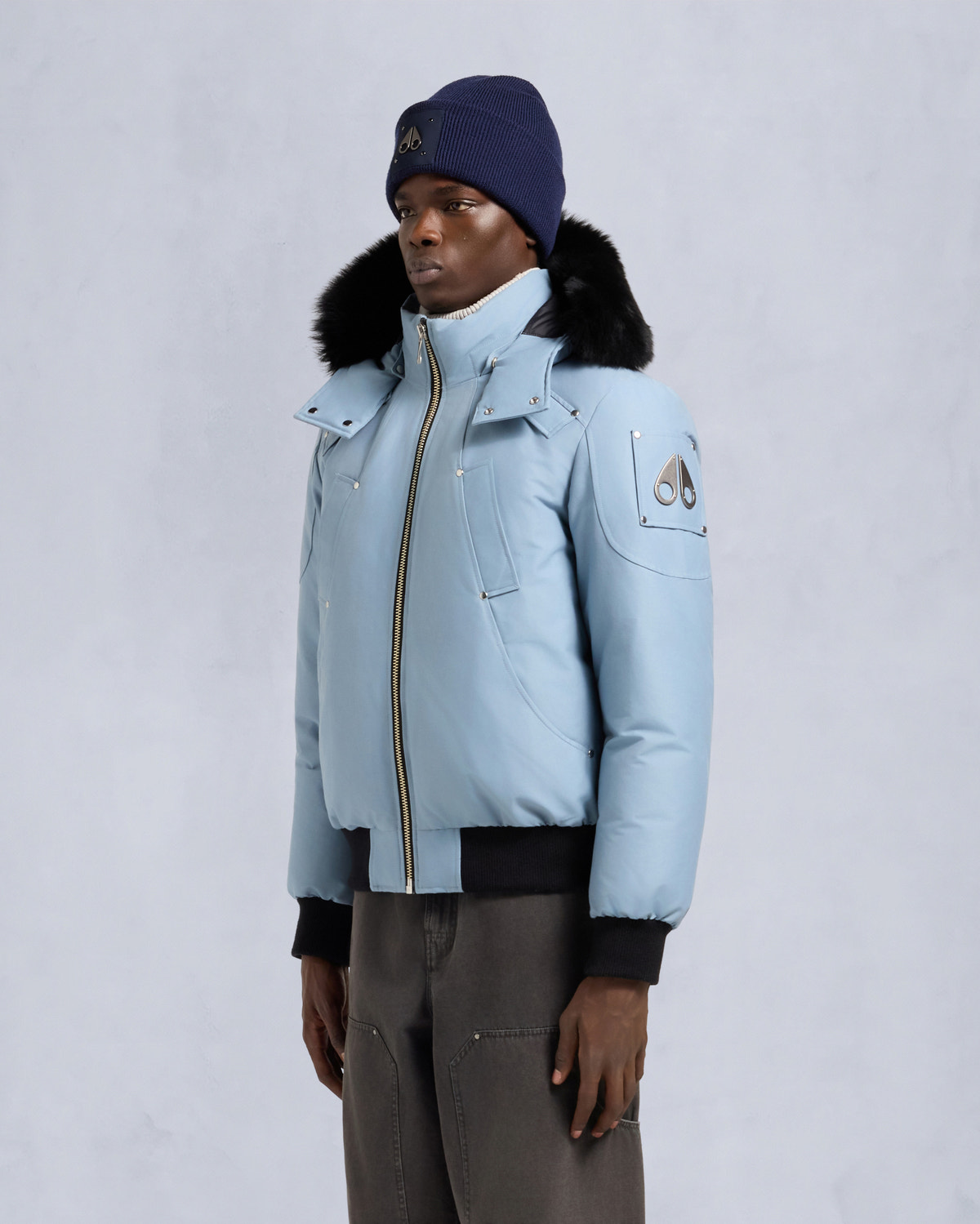 Moose Knuckles - M35MB000S - ORIGINAL BALLISTIC SHEARLING TRIM BOMBER JACKET - MENS -  - Front