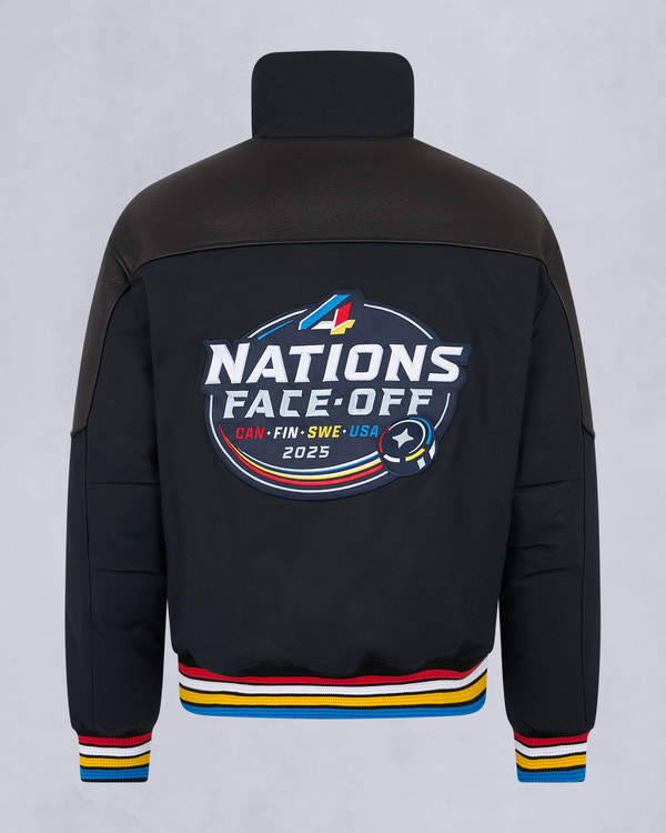 Moose Knuckles Mens MOOSE KNUCKLES x NHL 4 NATIONS FACE-OFF BOMBER JACKET NAVY FN M35MB030FN Detail2