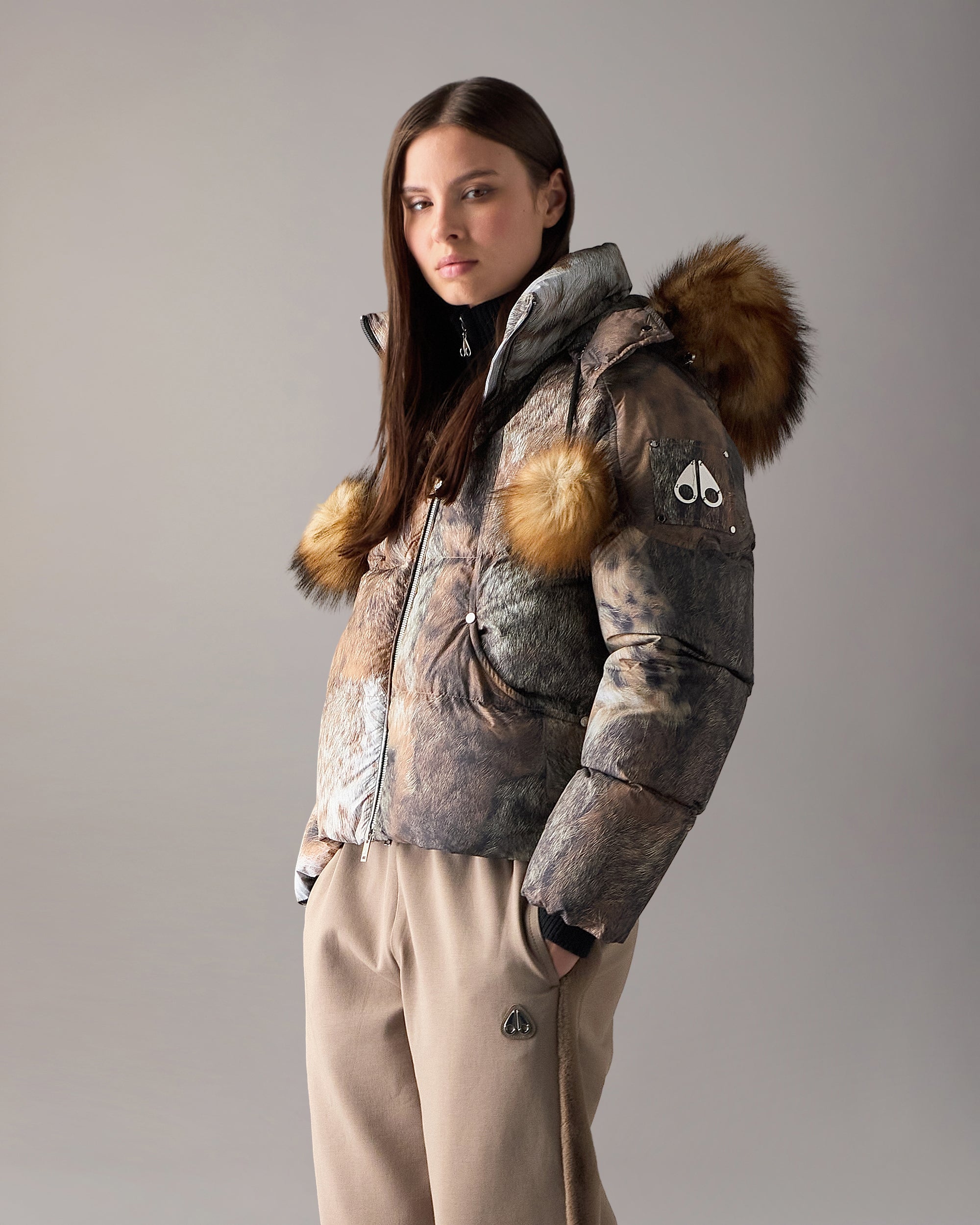 Everest Hooded Fur-Print Down Puffer | Women | Moose Knuckles