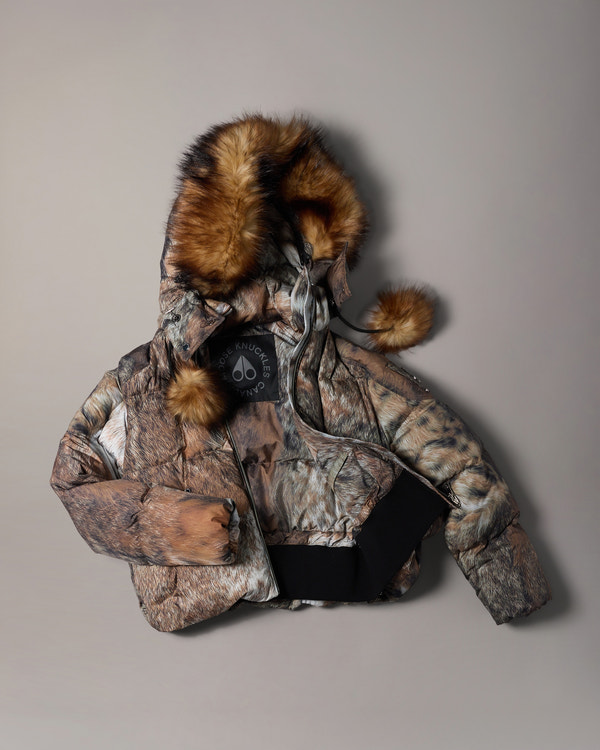 Moose Knuckles - M36LB006HW - Everest Hooded Fur-Print Down Puffer - WOMENS -  - GM