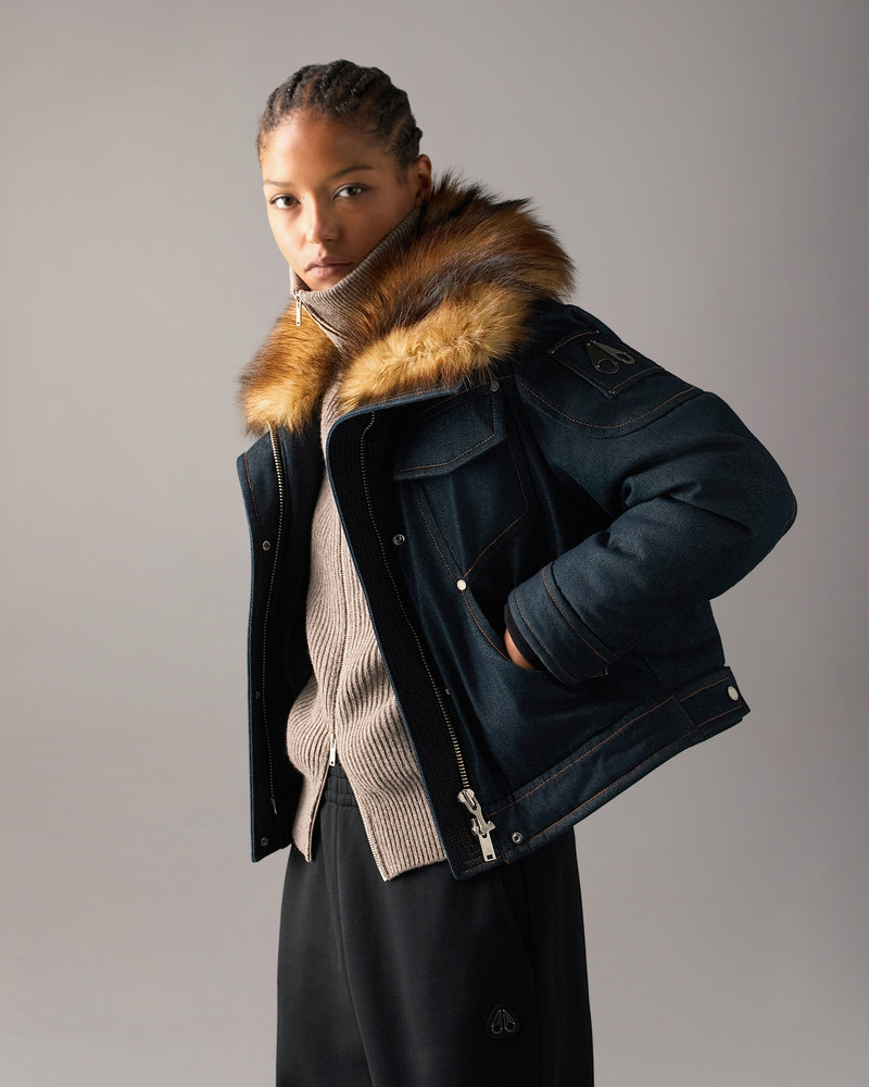 Moose Knuckles - M36LJ130DW - Frontier Denim & Down Trucker Jacket  - WOMENS -  - Front Category