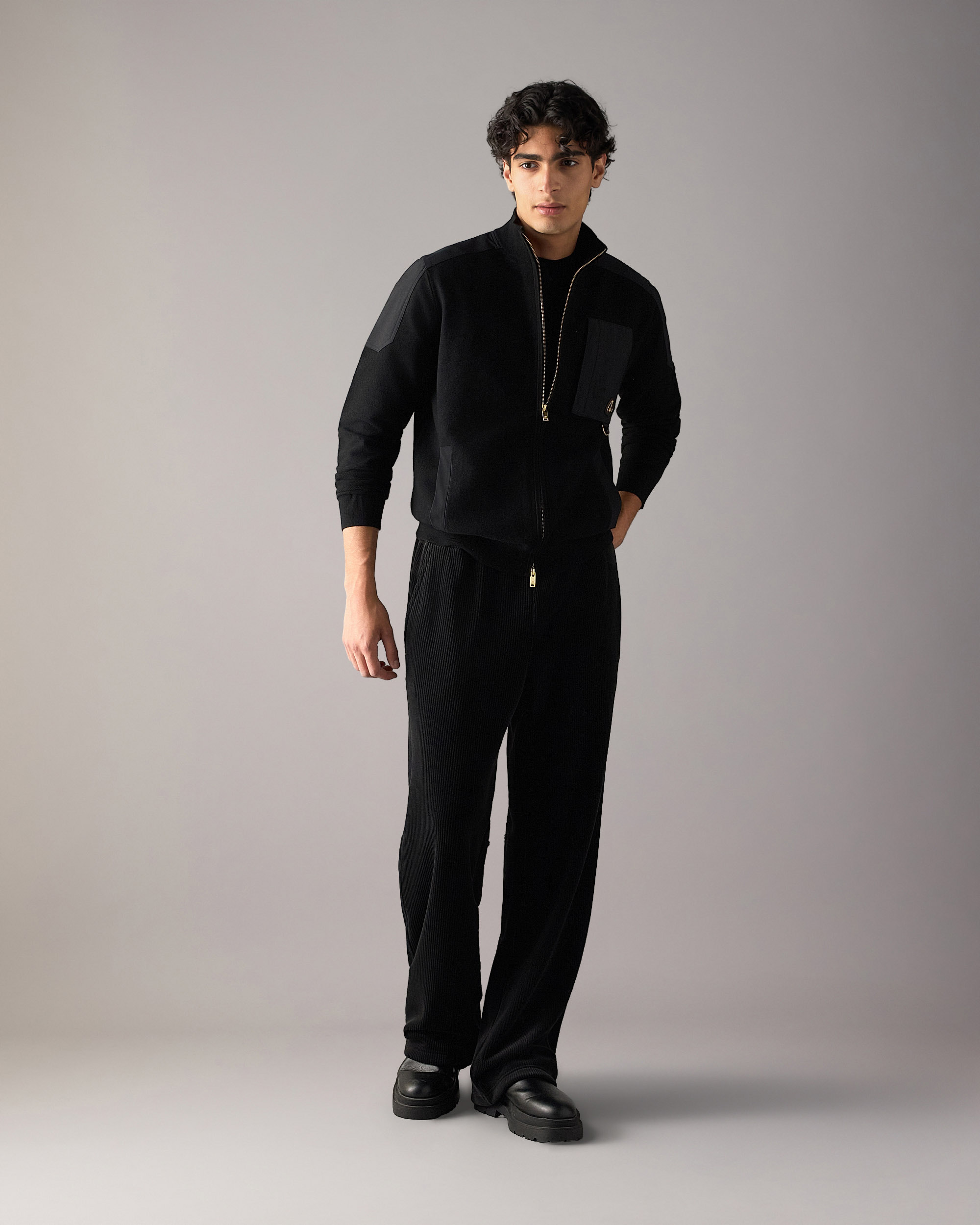 Moose Knuckles - M36MK668G - Gold Series Elowan Zip-Up Sweater - MENS -  - Front