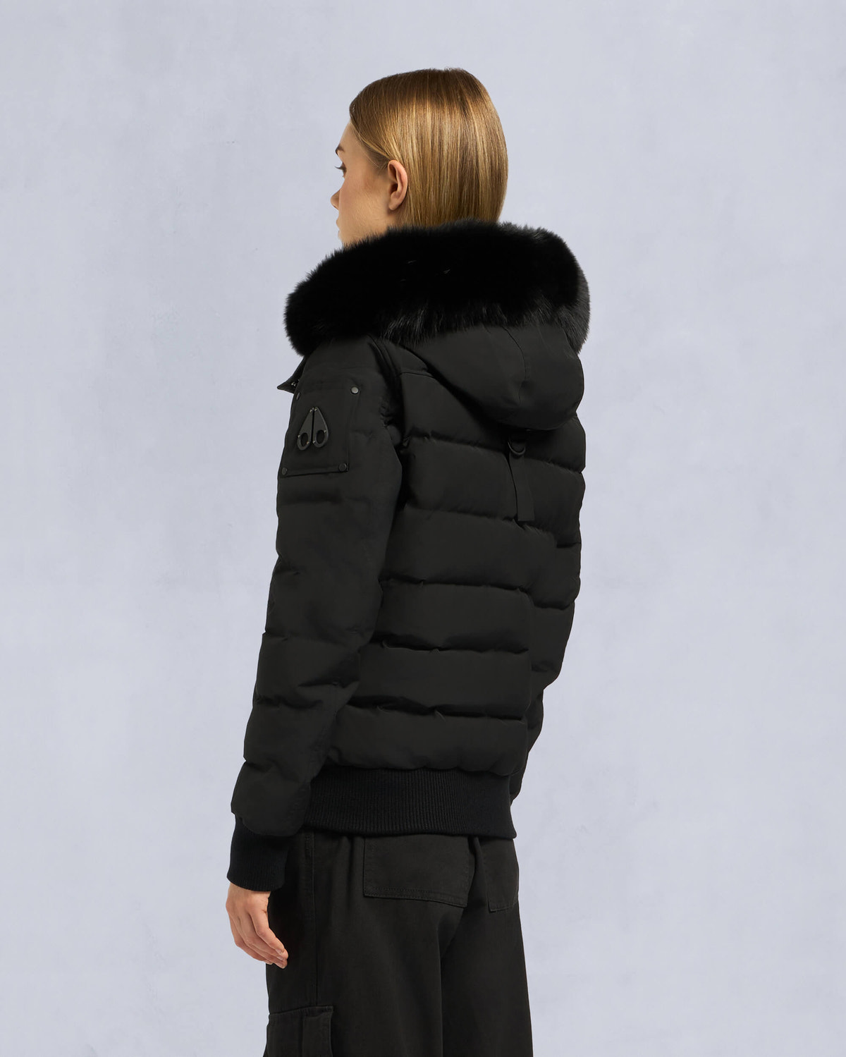 Moose Knuckles - M39LB015 - Onyx Ladriere Bomber - WOMENS - Black / Black Fox Fur - Back