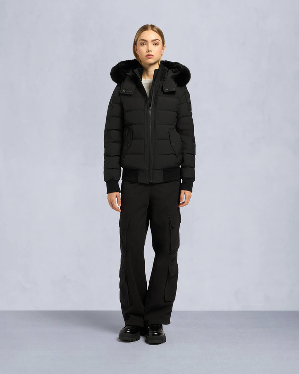 Moose Knuckles - M39LB015 - Onyx Ladriere Bomber - WOMENS - Black / Black Fox Fur - Front Category
