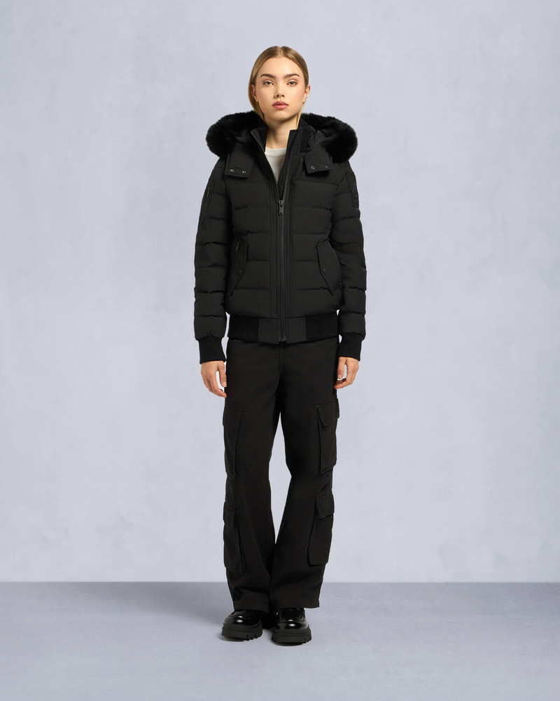 Moose Knuckles - M39LB015 - Onyx Ladriere Bomber - WOMENS - Black / Black Fox Fur - Front Category