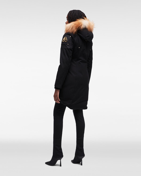 Moose Knuckles - M39LP203GH - Gold Stirling Parka Fur - WOMENS - Black / Gold Fox Fur - Back