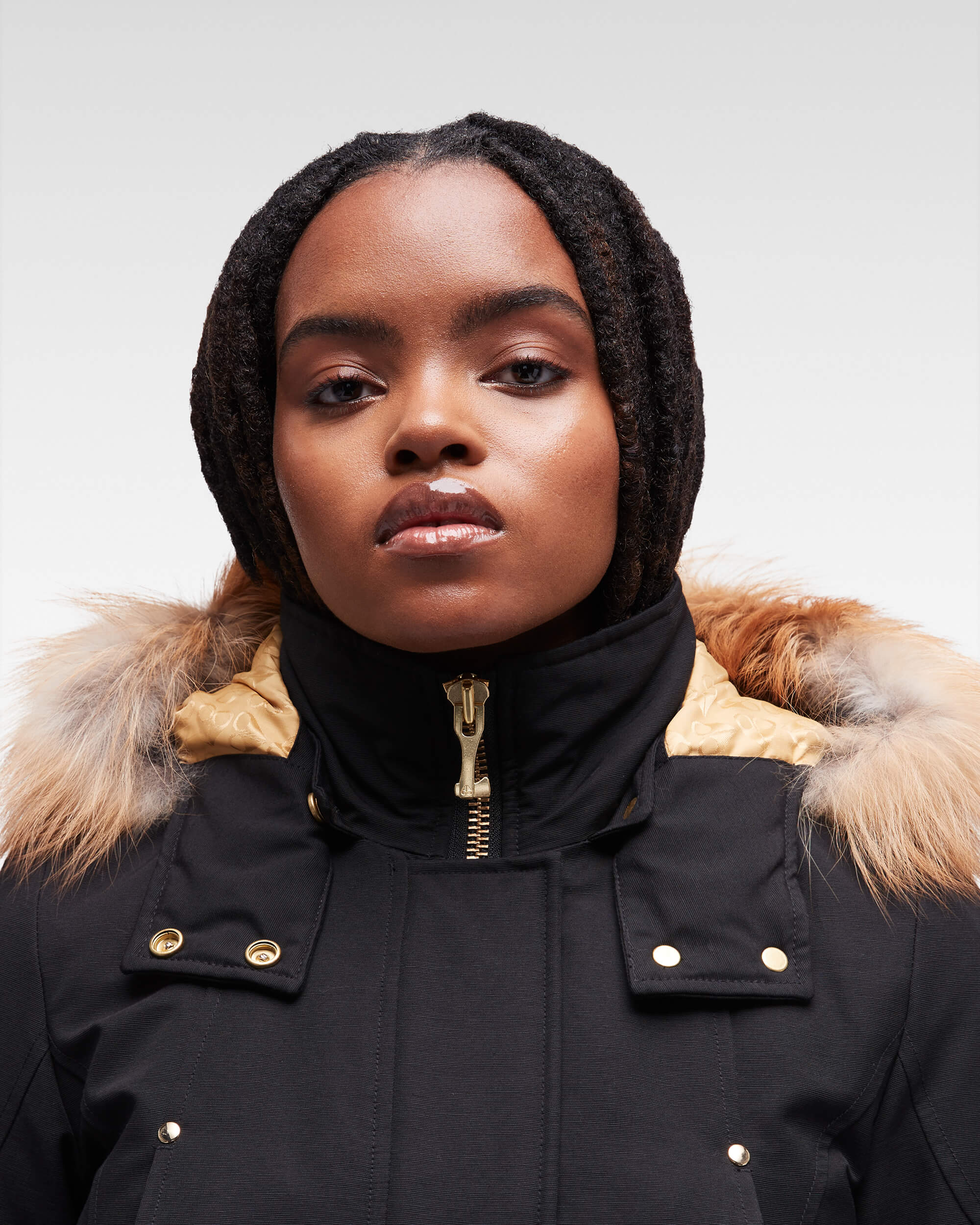 Moose Knuckles - M39LP203GH - Gold Stirling Parka Fur - WOMENS - Black / Gold Fox Fur - Detail2