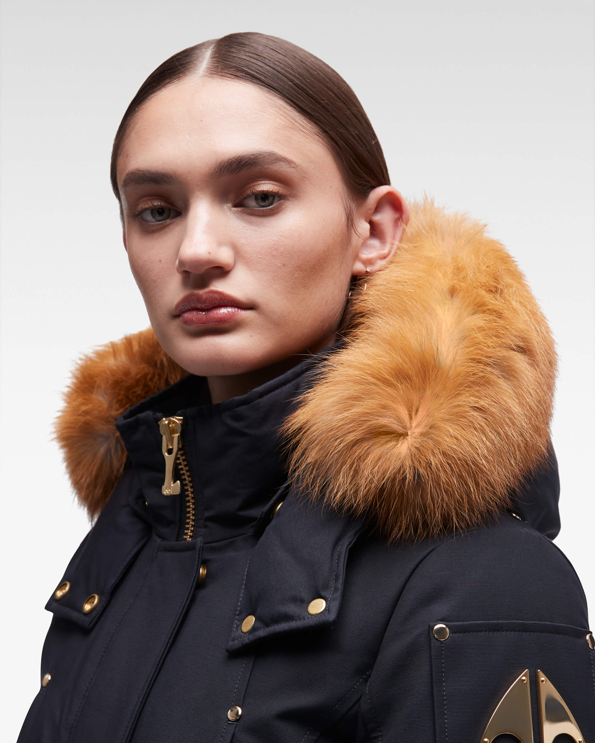 Moose Knuckles - M39LP203GH - Gold Stirling Parka Fur - WOMENS - Navy / Gold Fox Fur - Detail1