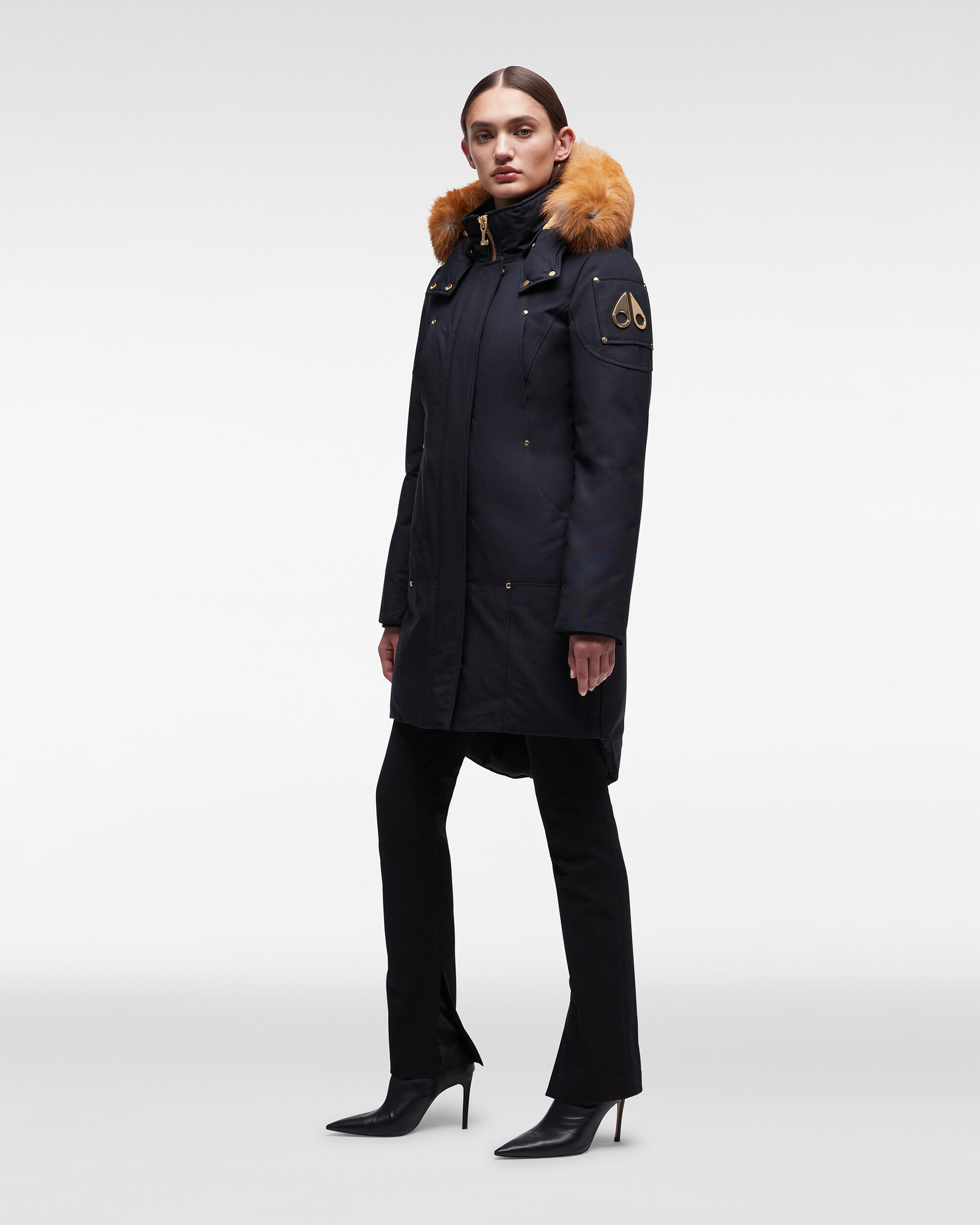 Moose Knuckles - M39LP203GH - Gold Stirling Parka Fur - WOMENS - Navy / Gold Fox Fur - Front