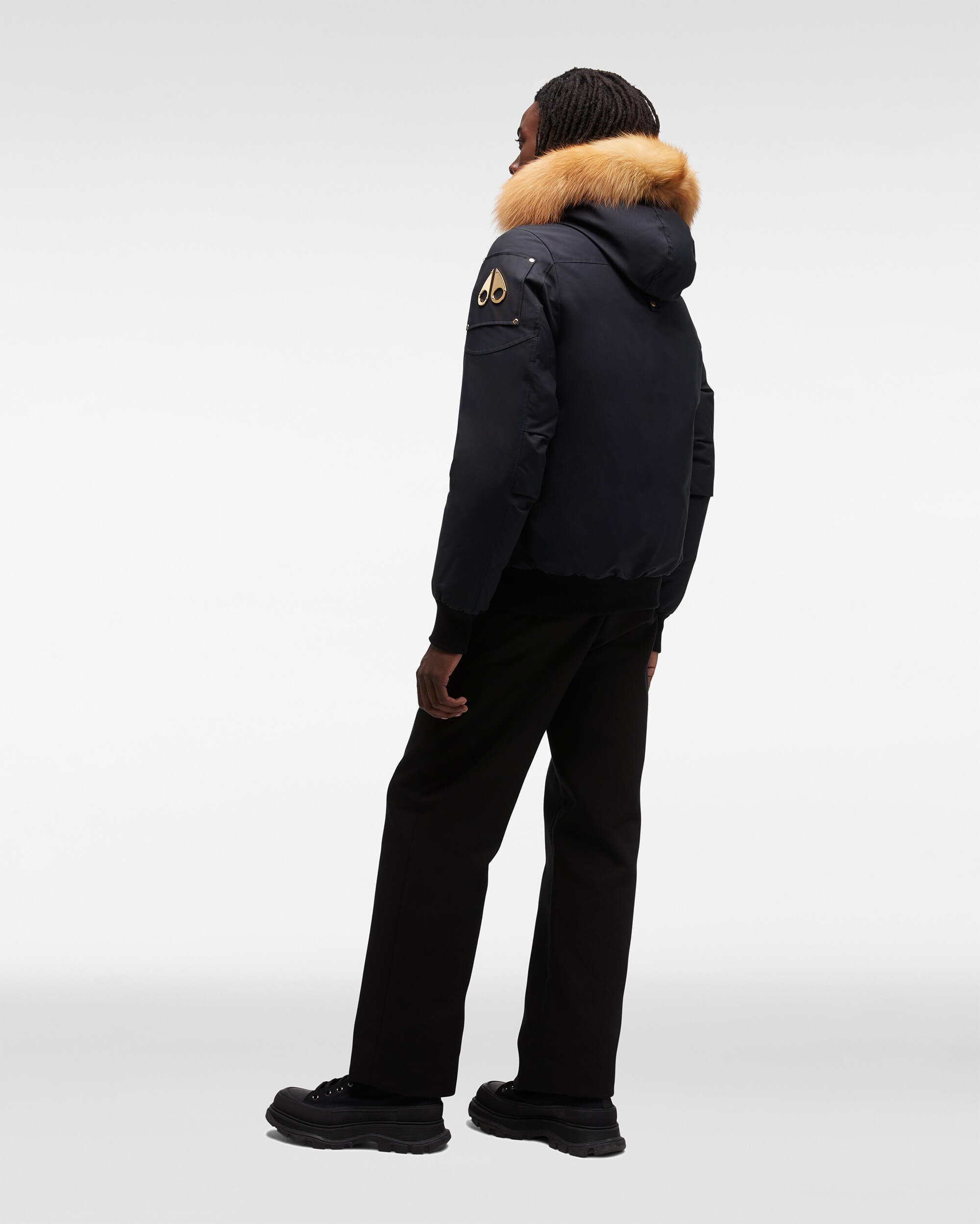 Moose Knuckles - M39MB000G - Gold Ballistic Bomber Fur - MENS - Navy / Gold Fox Fur - Back
