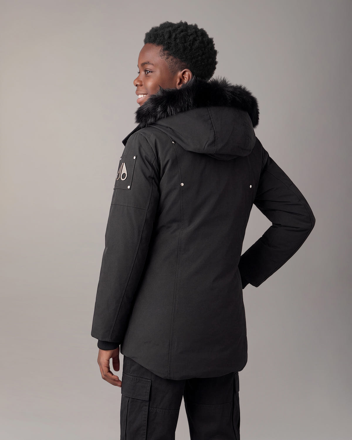 Moose Knuckles - M39UP231S - Kids Original Hooded Down Parka - KIDS - Black / Black Shearling - Back