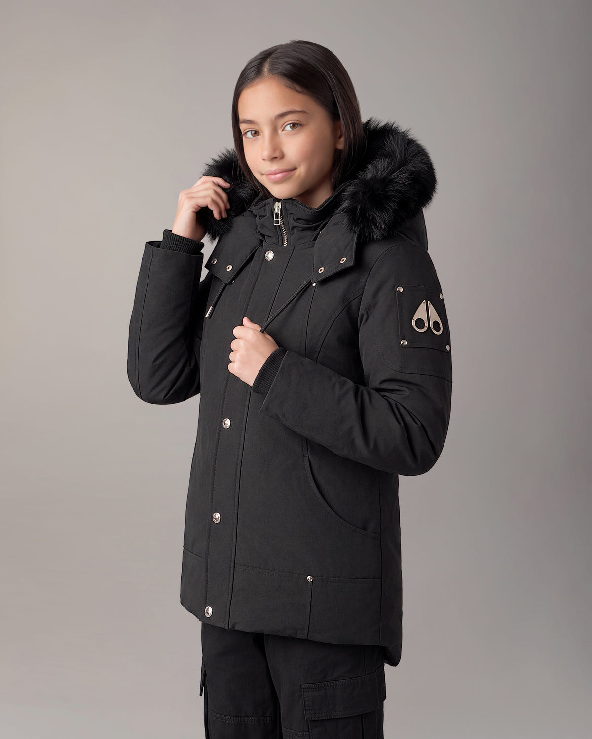 Moose Knuckles - M39UP231S - Kids Original Hooded Down Parka - KIDS - Black / Black Shearling - Detail1