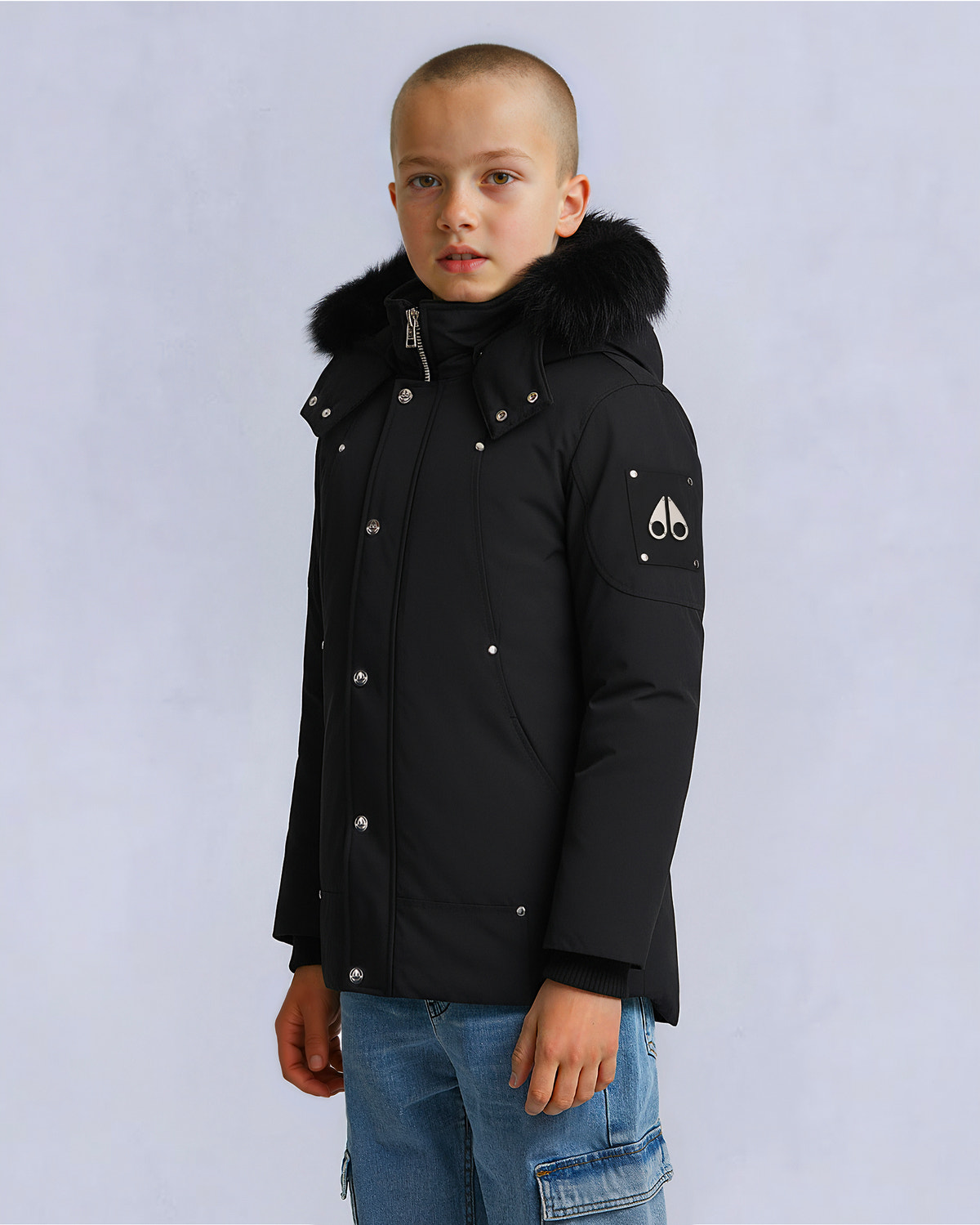 Moose Knuckles - M39UP231S - Kids Unisex Original  Shearling Trim Parka - KIDS - Black / Black Shearling - Detail4