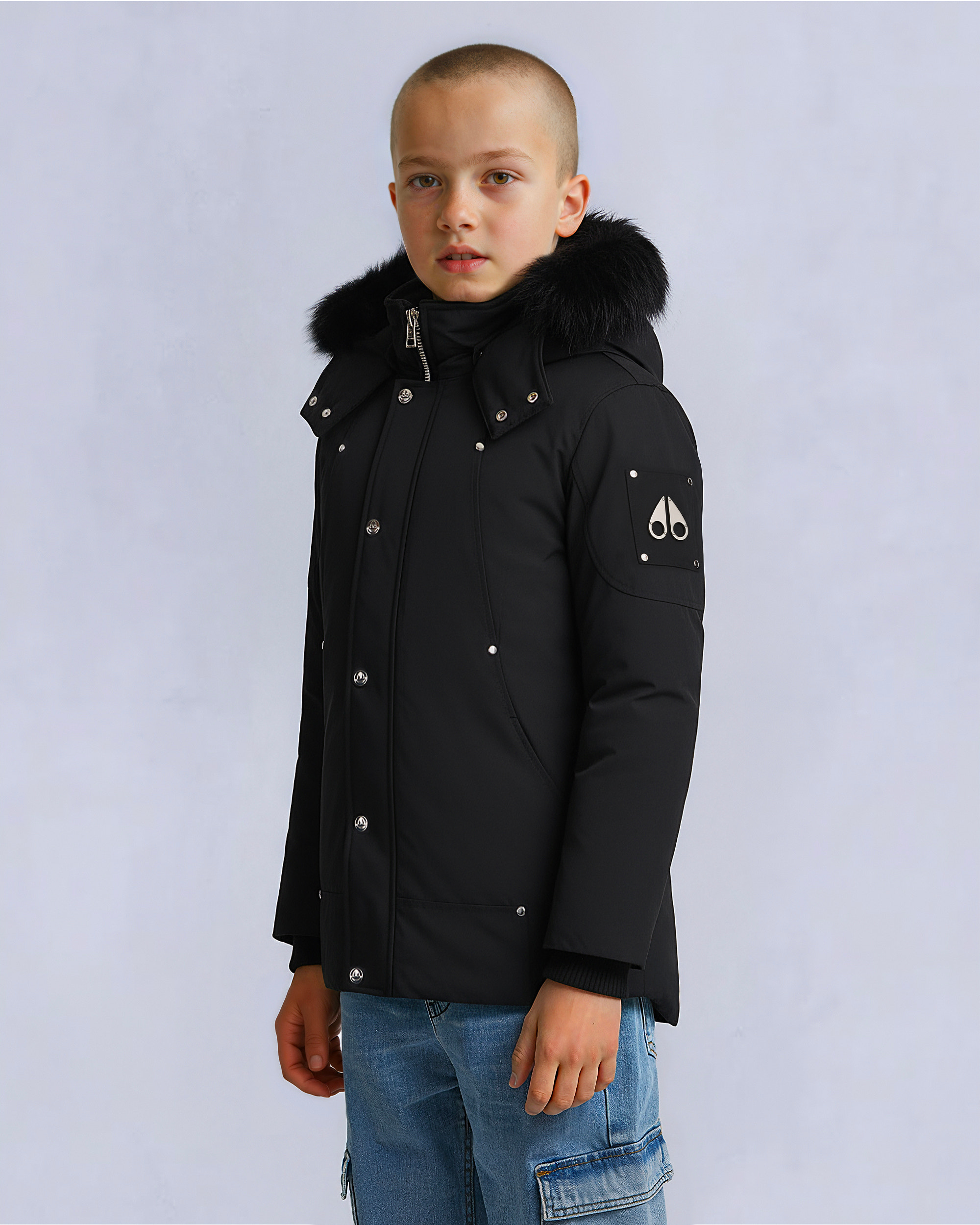 Moose Knuckles - M39UP231S - Kids Unisex Original  Shearling Trim Parka - KIDS - Black / Black Shearling - Detail4